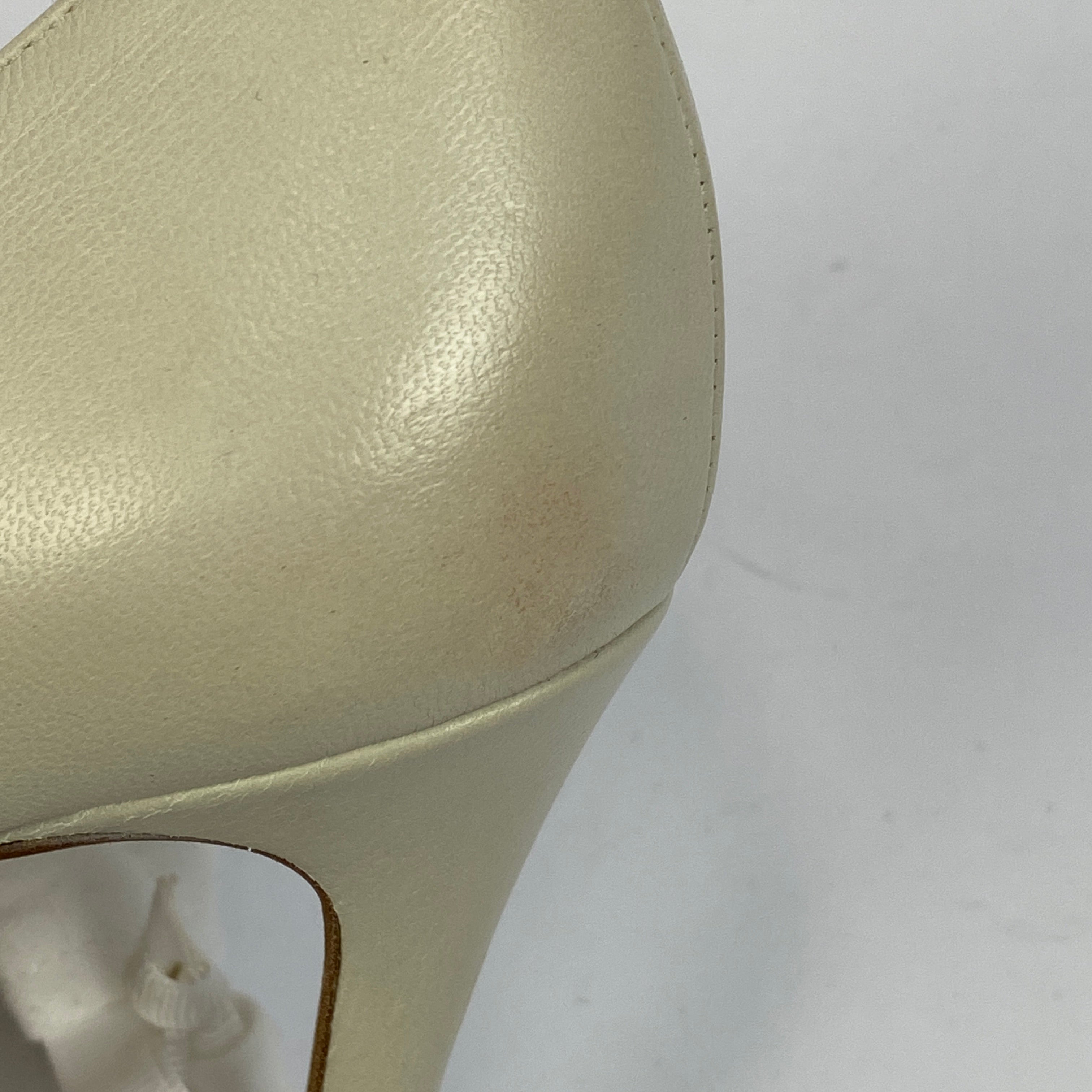 Giorgio Armani £870 Ivory Leather Asymmetric 105 Heels 38