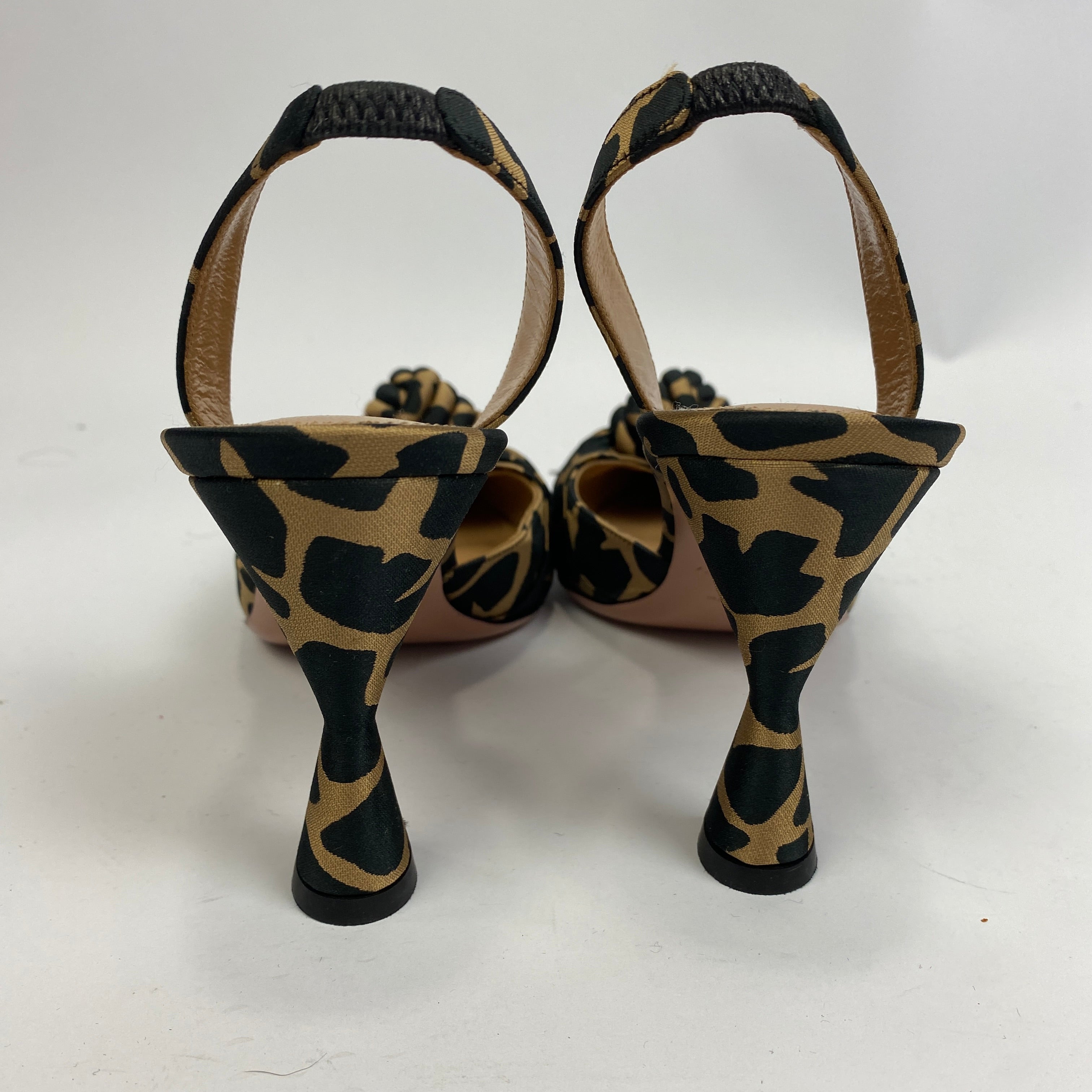 Aquazzura New $850 Leopard Silk Kiki 85 Slingbacks 38