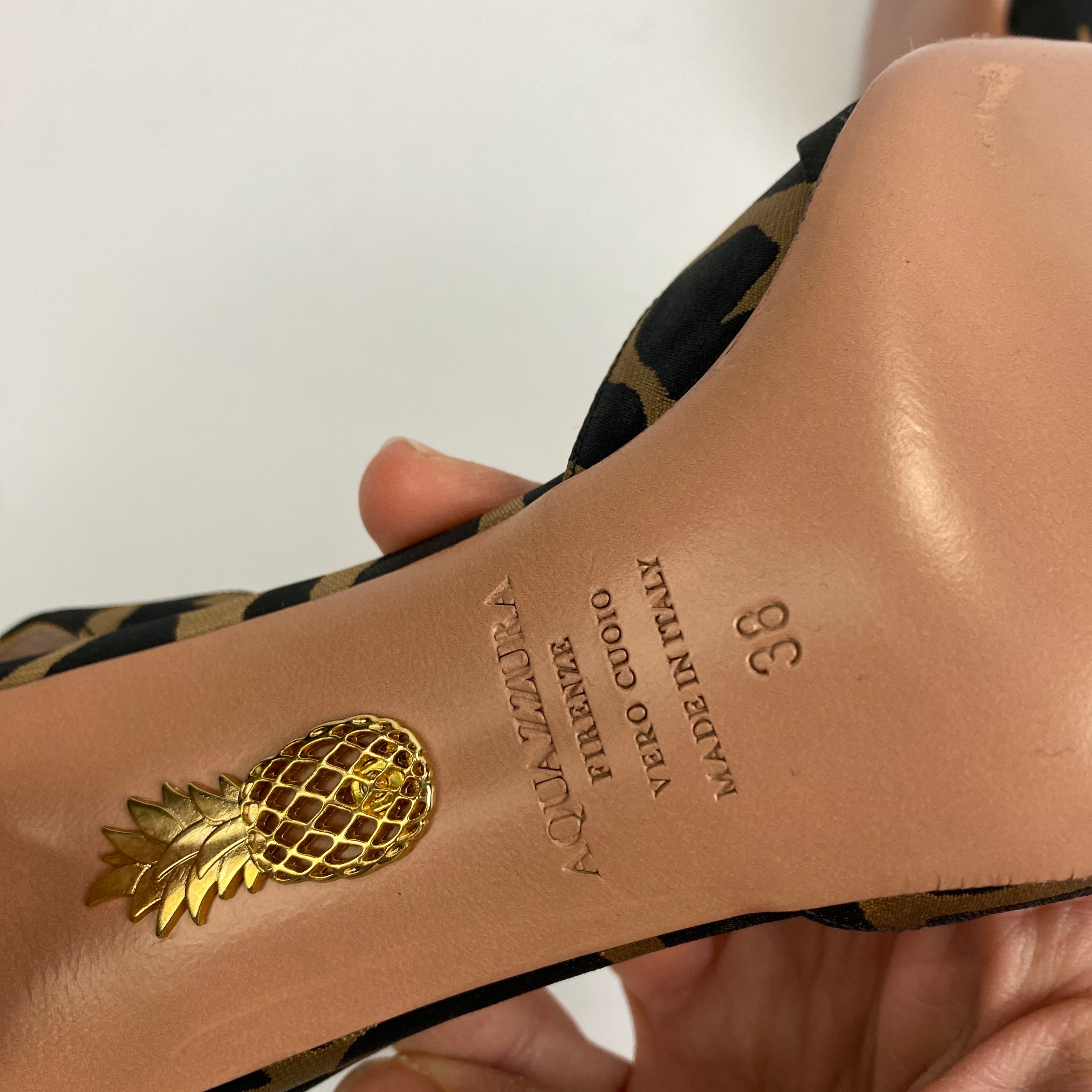Aquazzura New $850 Leopard Silk Kiki 85 Slingbacks 38