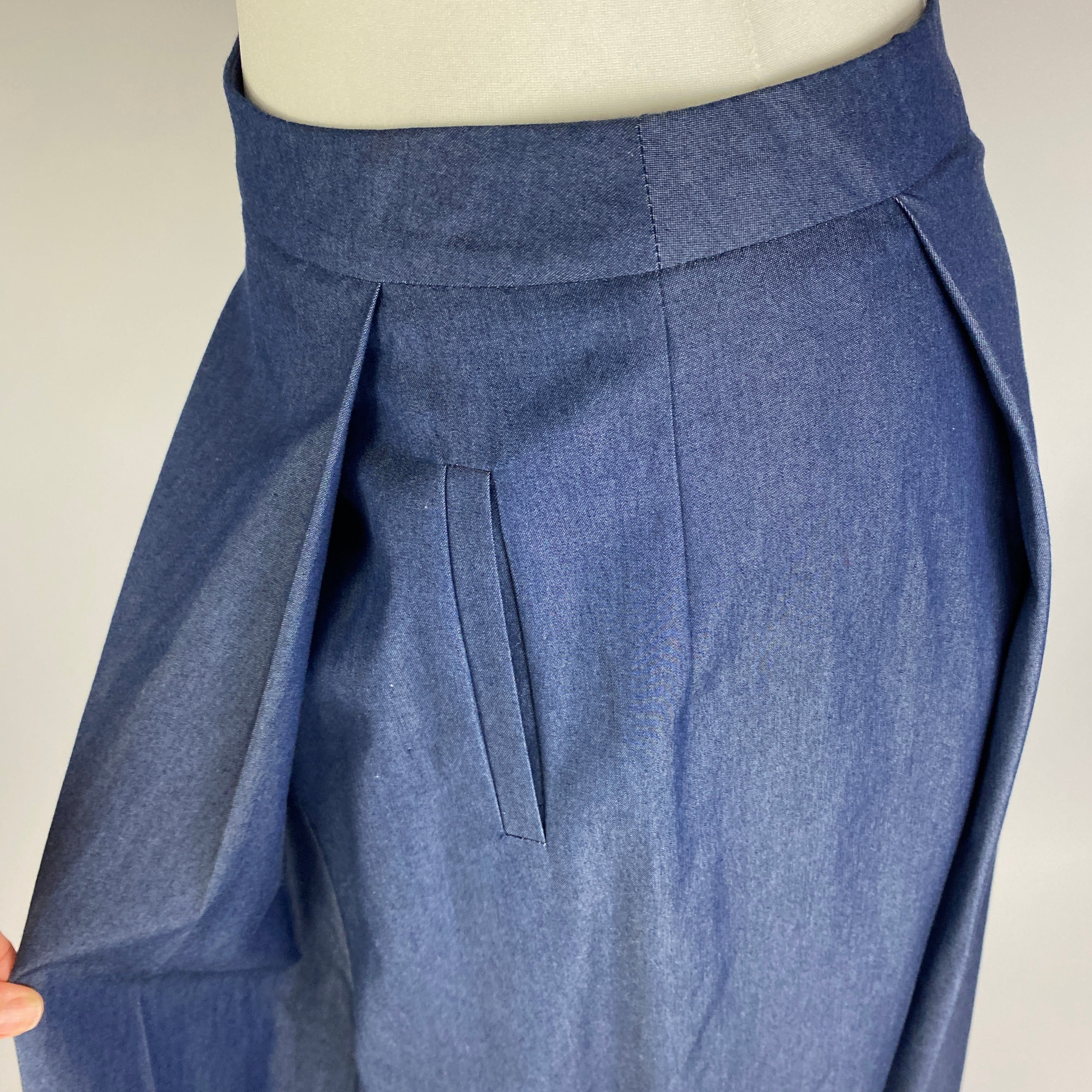 Vilshenko New Blue Cotton Flared Maxi Skirt XS