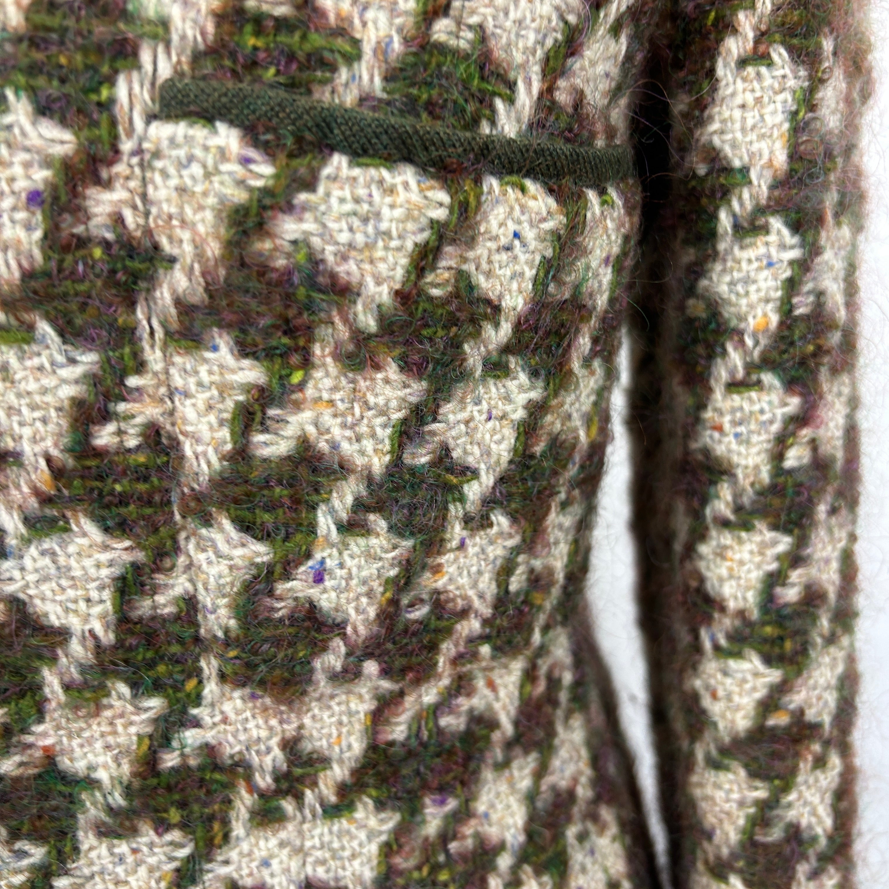 Chanel Vintage Green & Oatmeal Tweed Check Coat/Dress XS/S