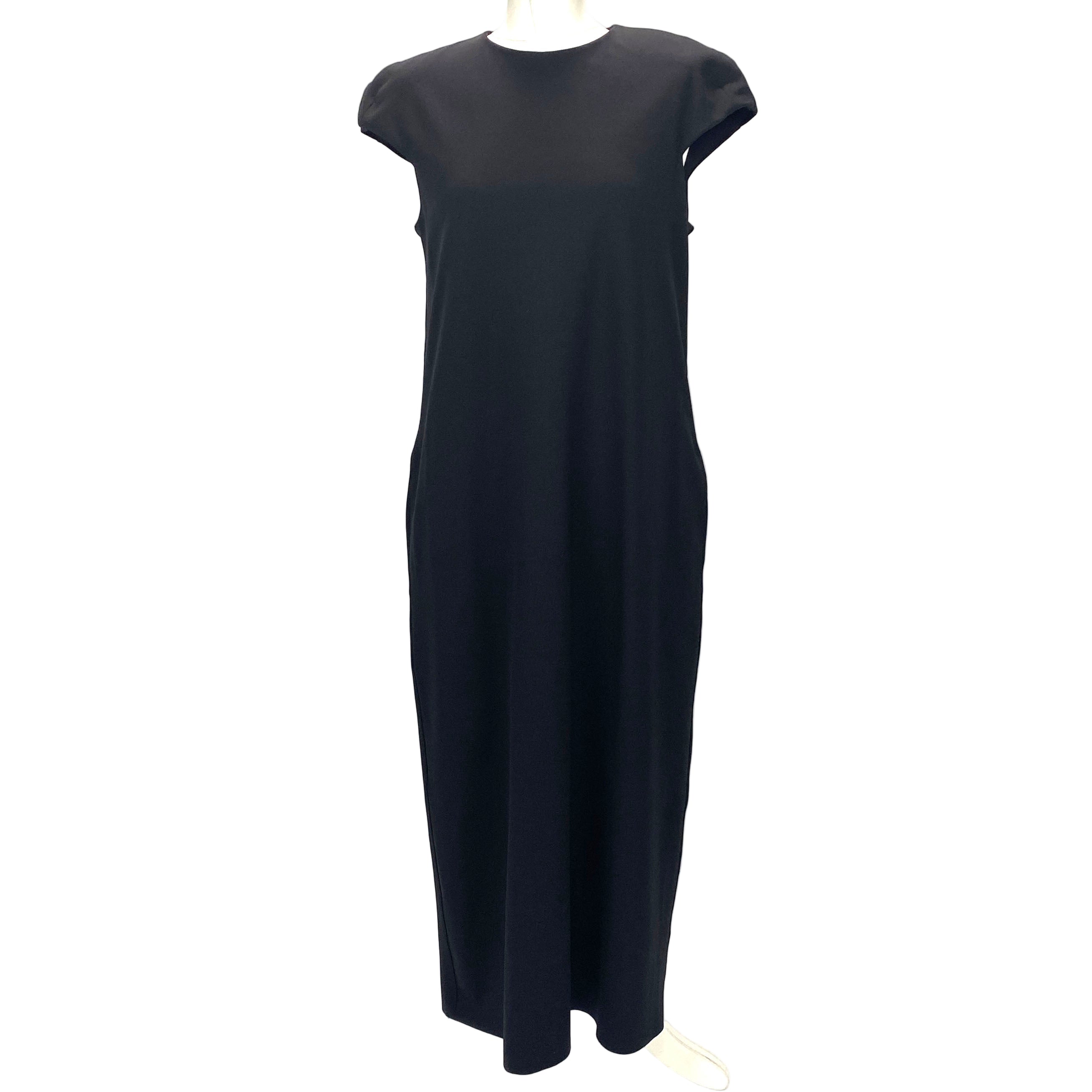 Tibi New £715 Black Stretch Scuba Cap Sleeve Maxi Dress S