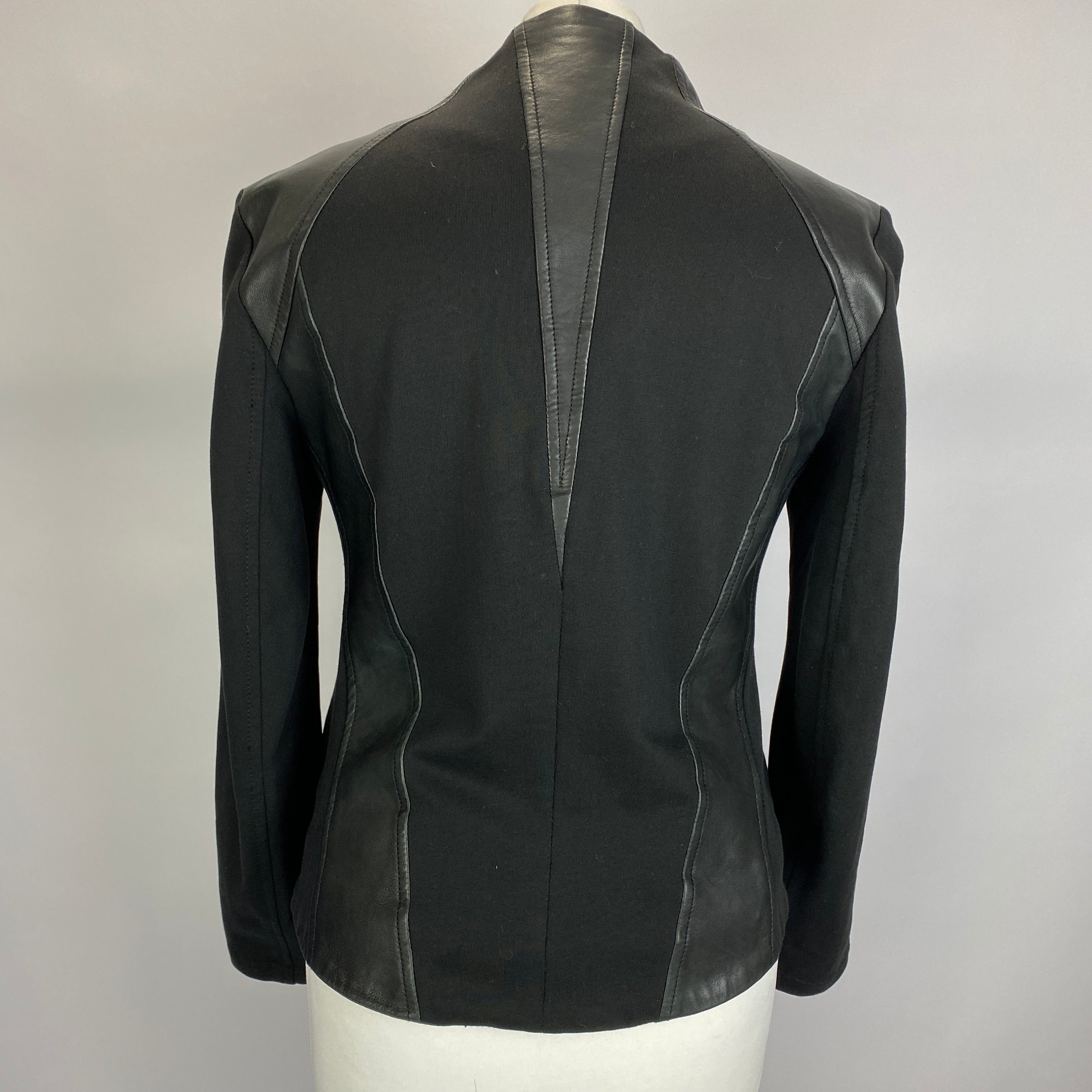 Helmut Lang Black Lambskin & Jersey Moto Jacket M