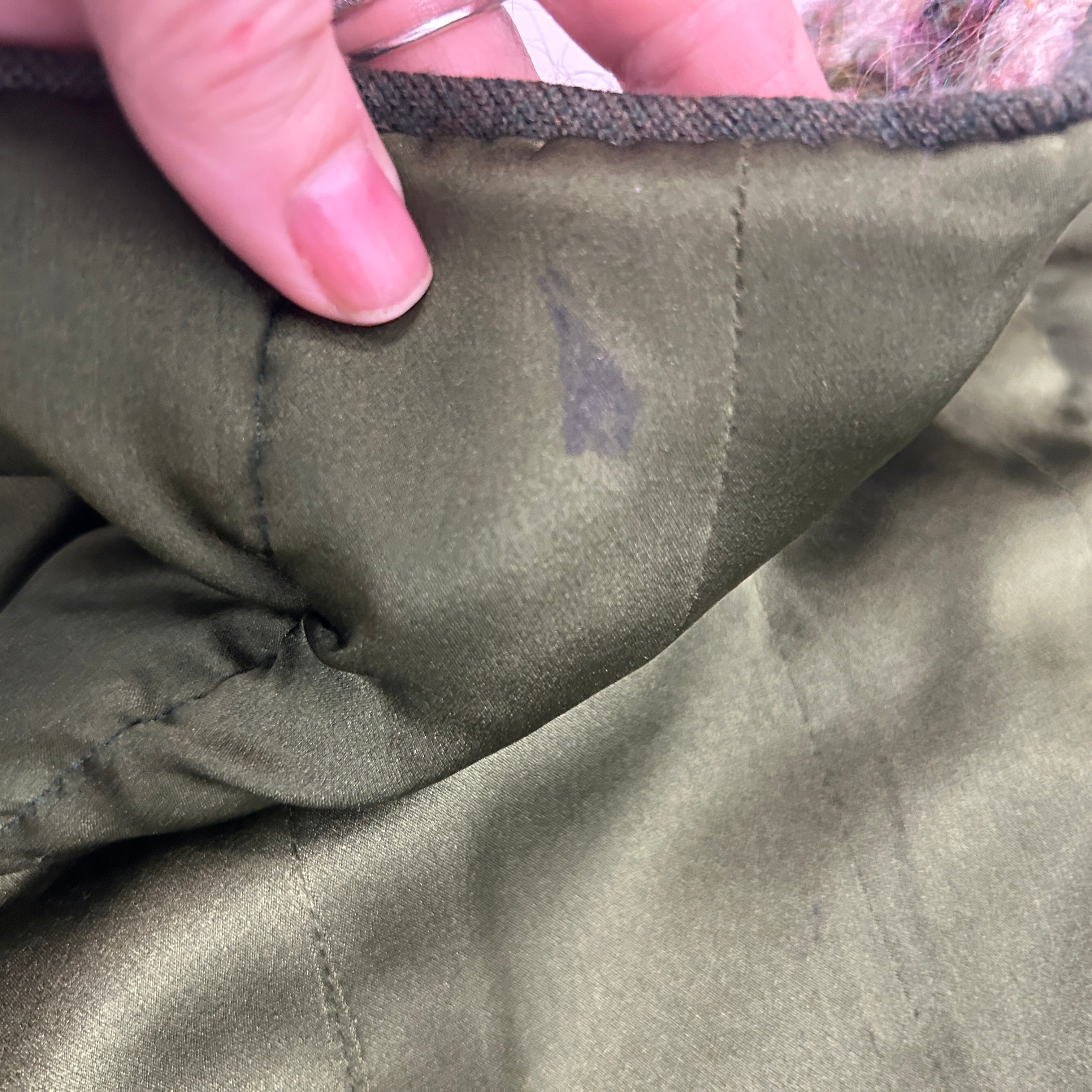 Chanel Vintage Green & Oatmeal Tweed Check Coat/Dress XS/S