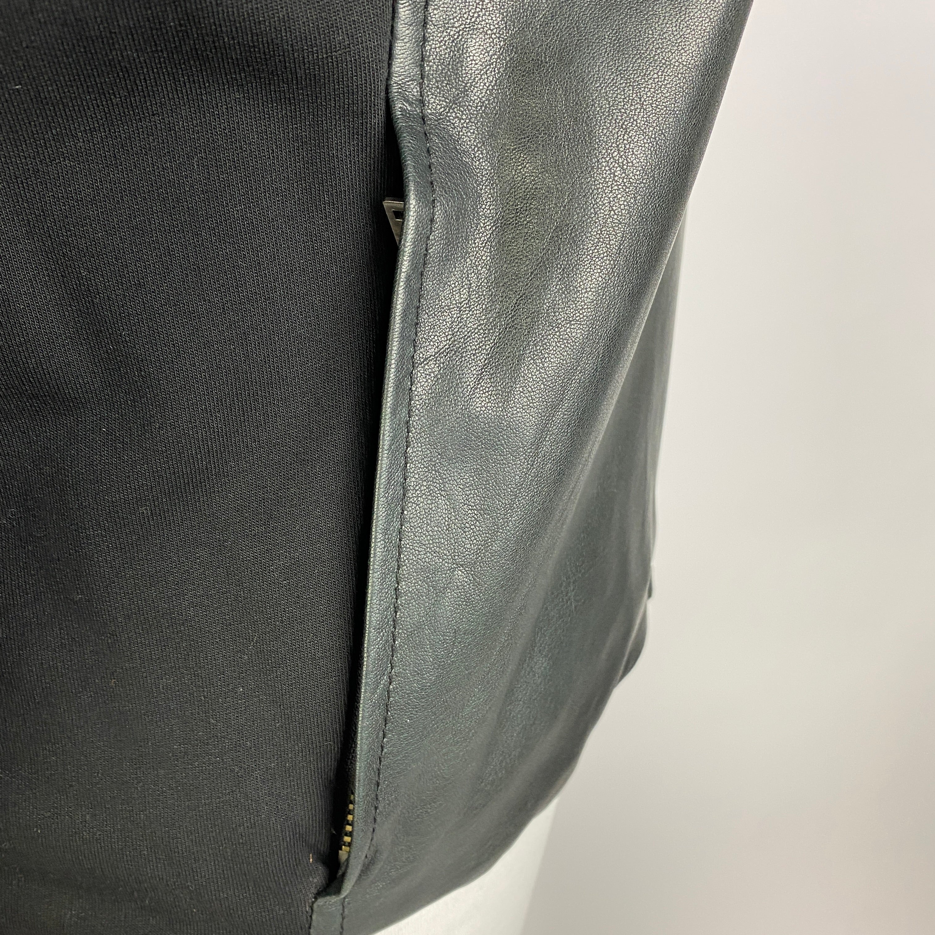 Helmut Lang Black Lambskin & Jersey Moto Jacket M