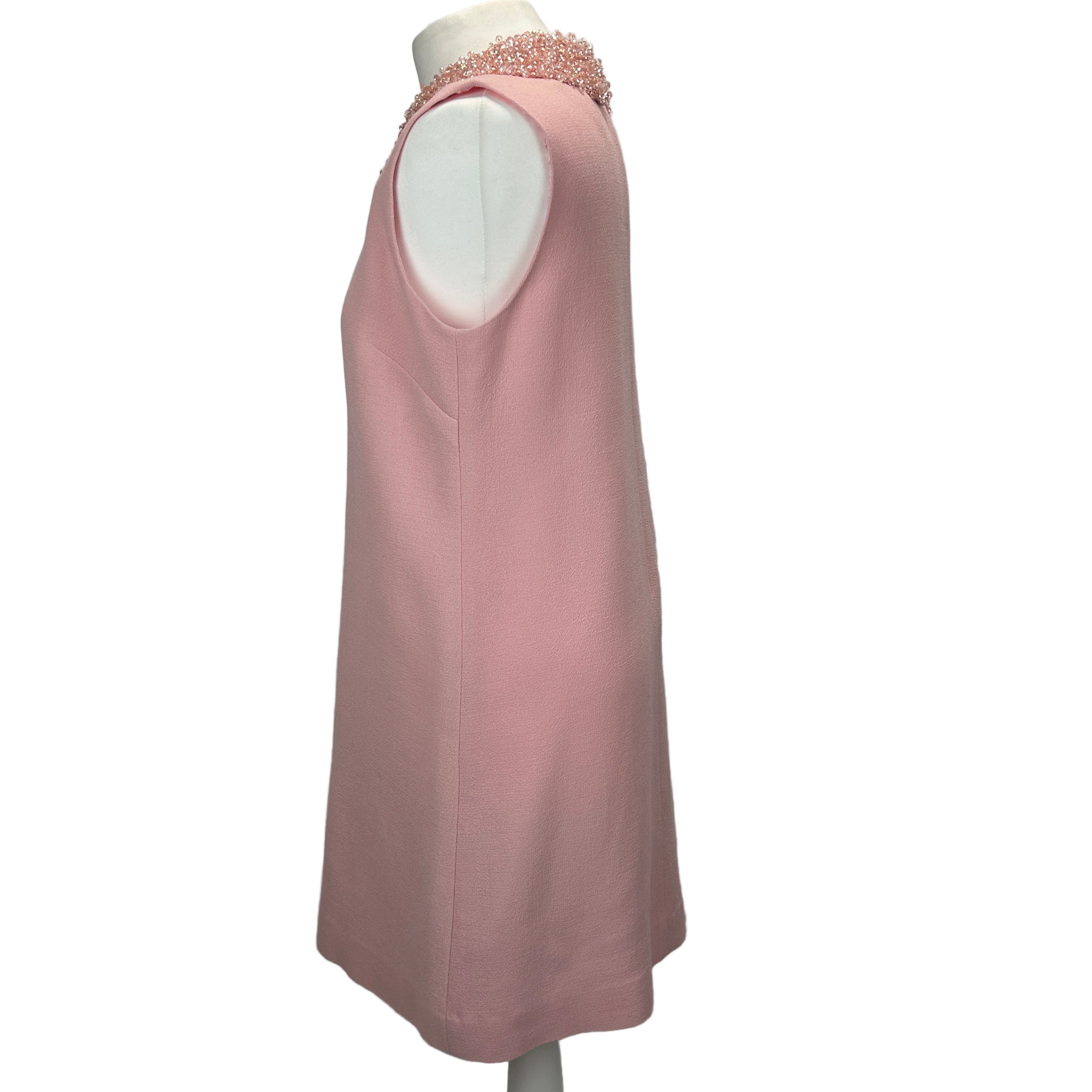 Goat Baby Pink Wool Crepe Dress with Bead Collar M
