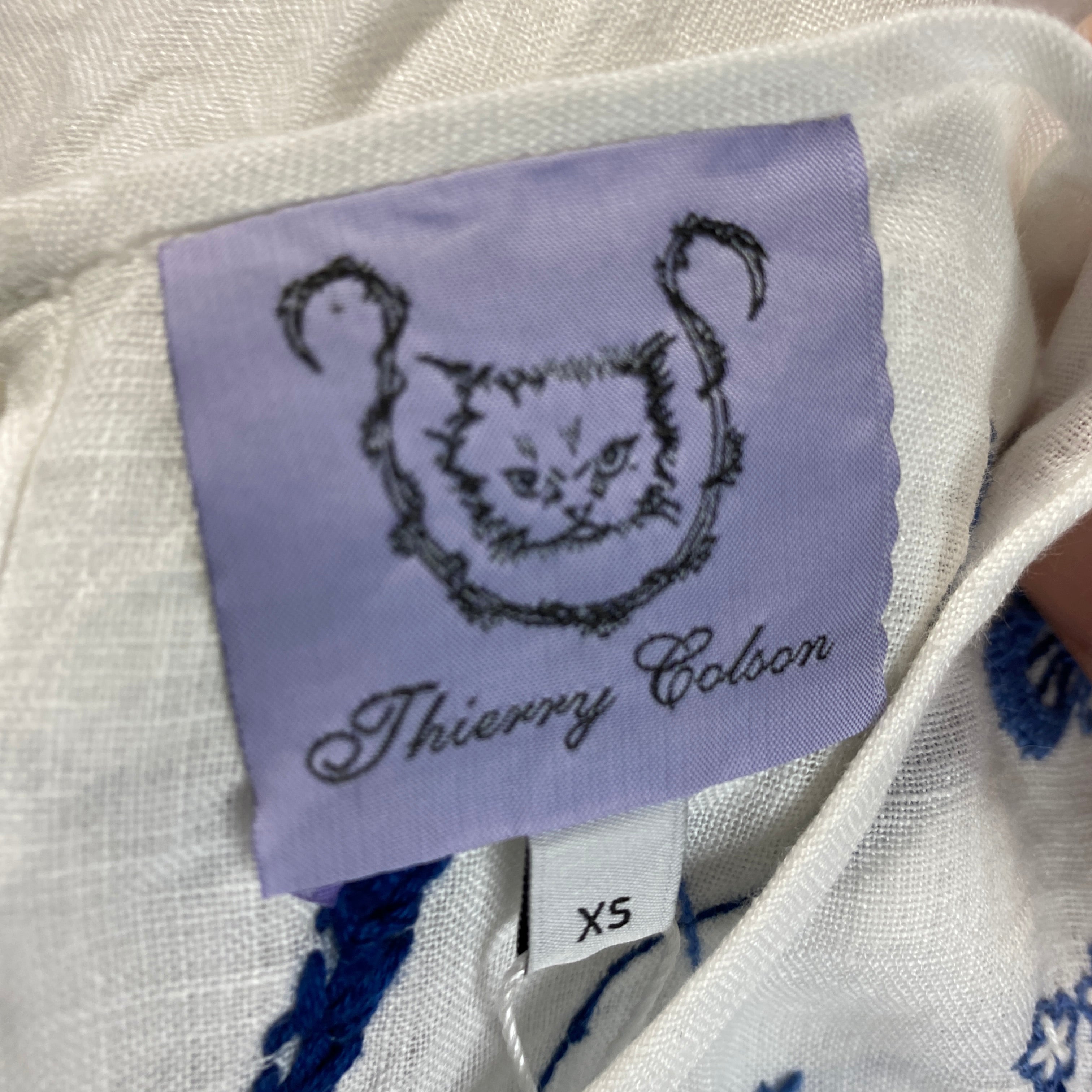 Thierry Colson Embroidered White Linen Tunic Top XS/S