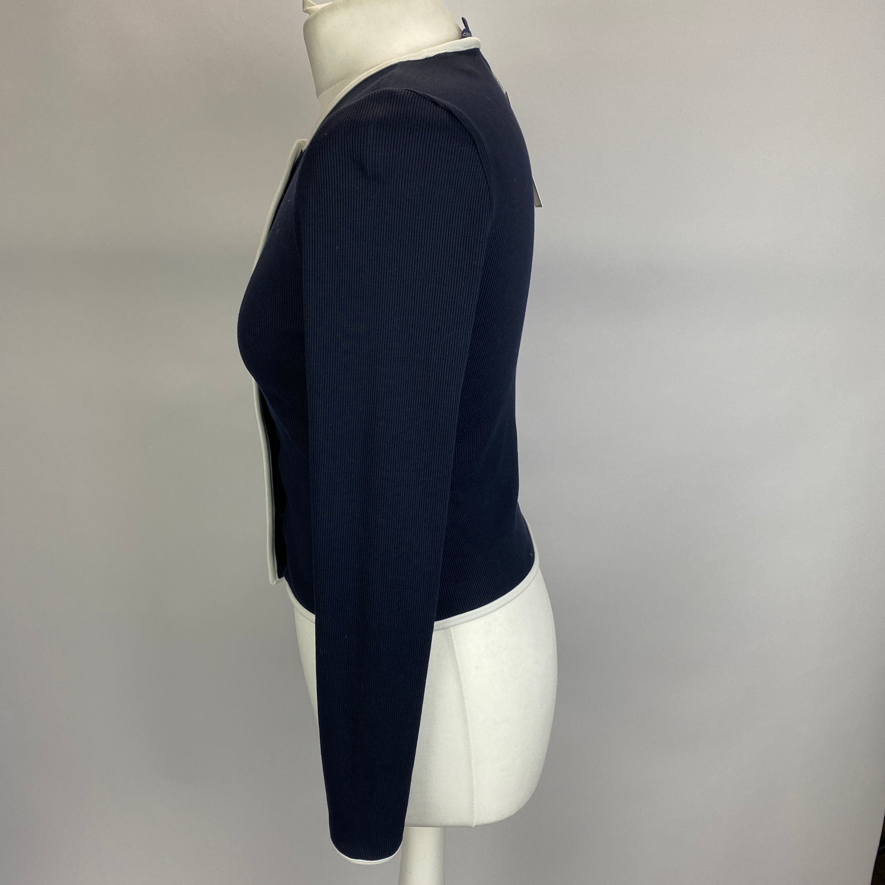 Veronica Beard New £228 Navy Rib Cotton Cardigan S