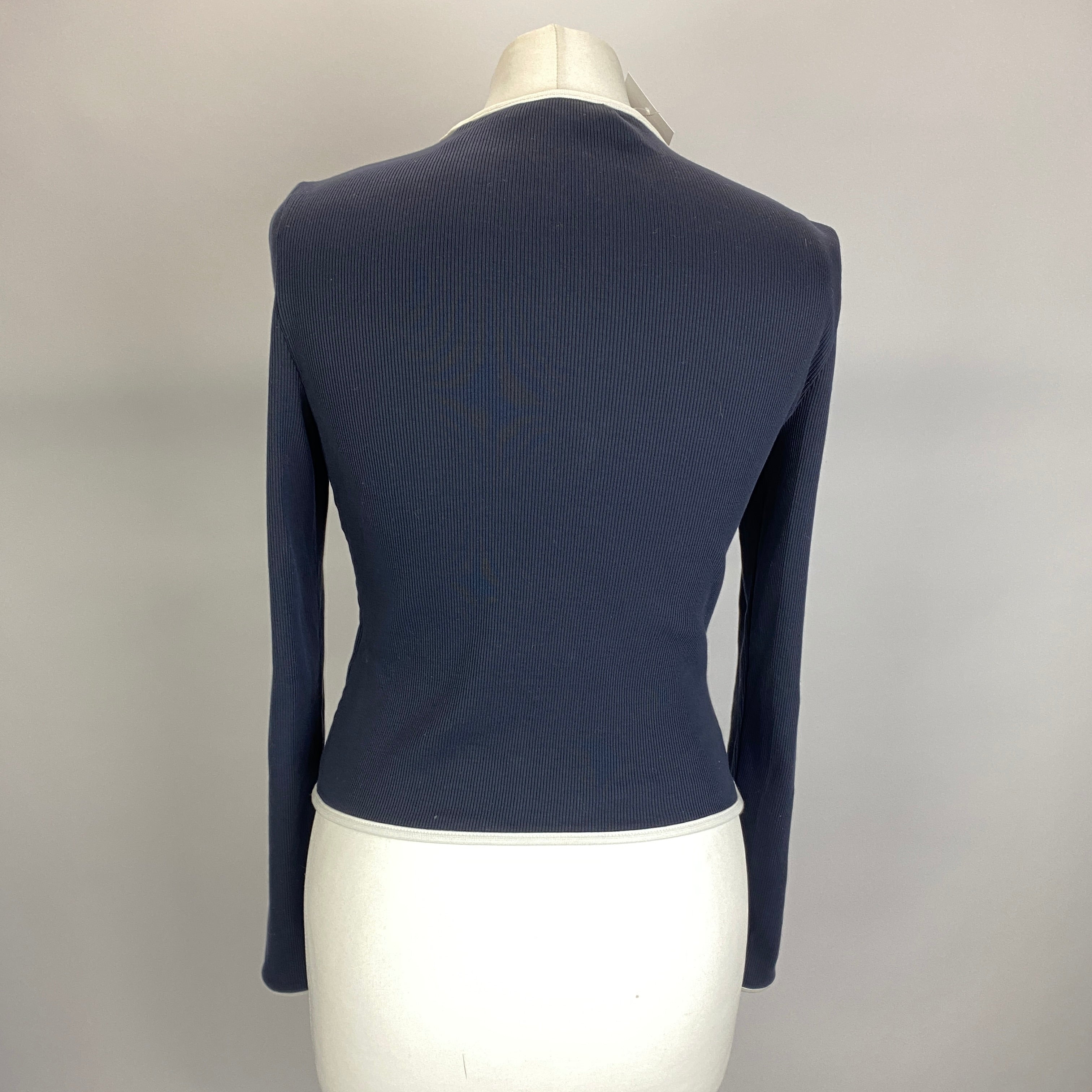 Veronica Beard New £228 Navy Rib Cotton Cardigan S