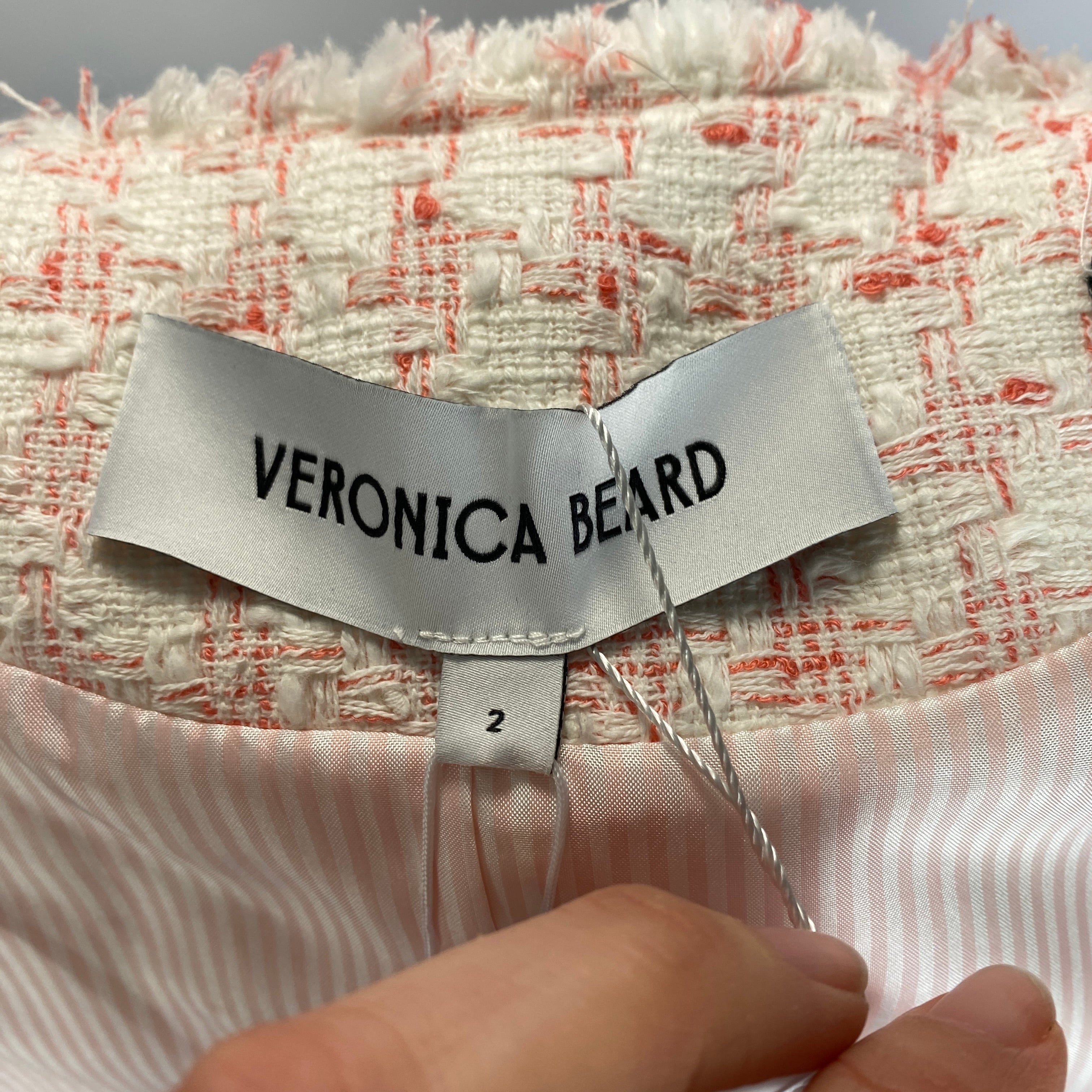 Veronica Beard New £595 Coral/Off-White Olbia Jacket XXS