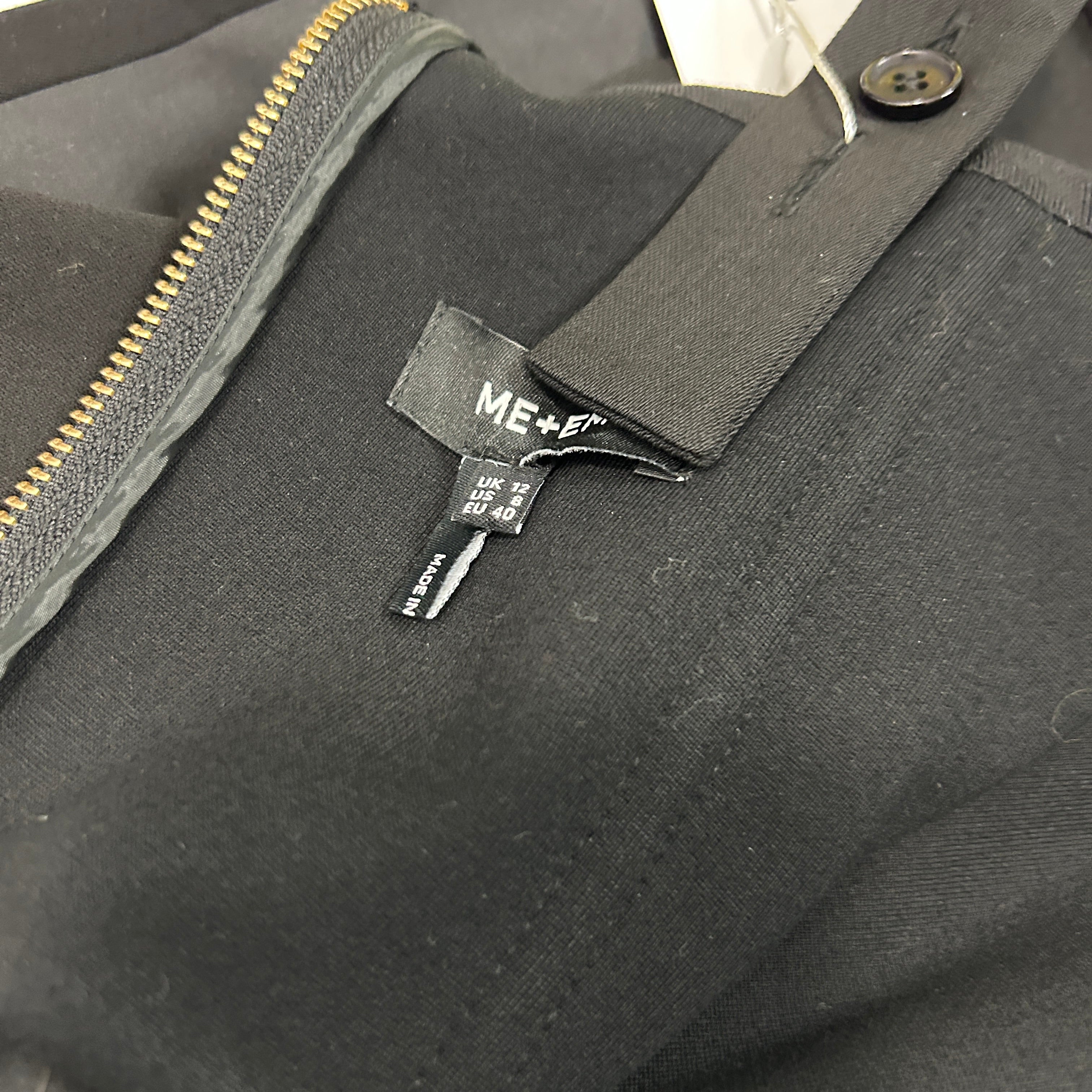 Me&Em Black Stretch Wool Corset Tuxedo Jumpsuit M