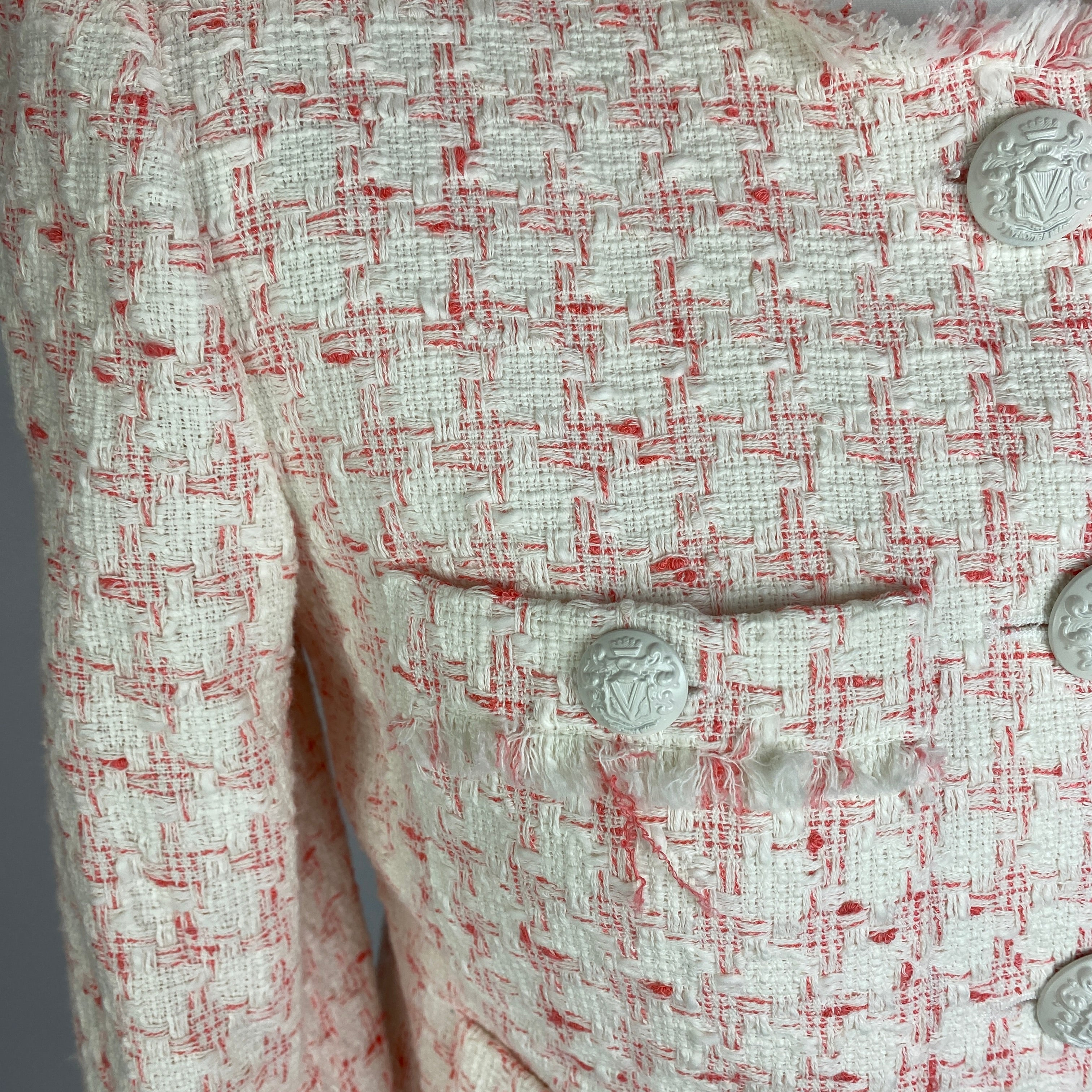Veronica Beard New £595 Coral/Off-White Olbia Jacket XXS