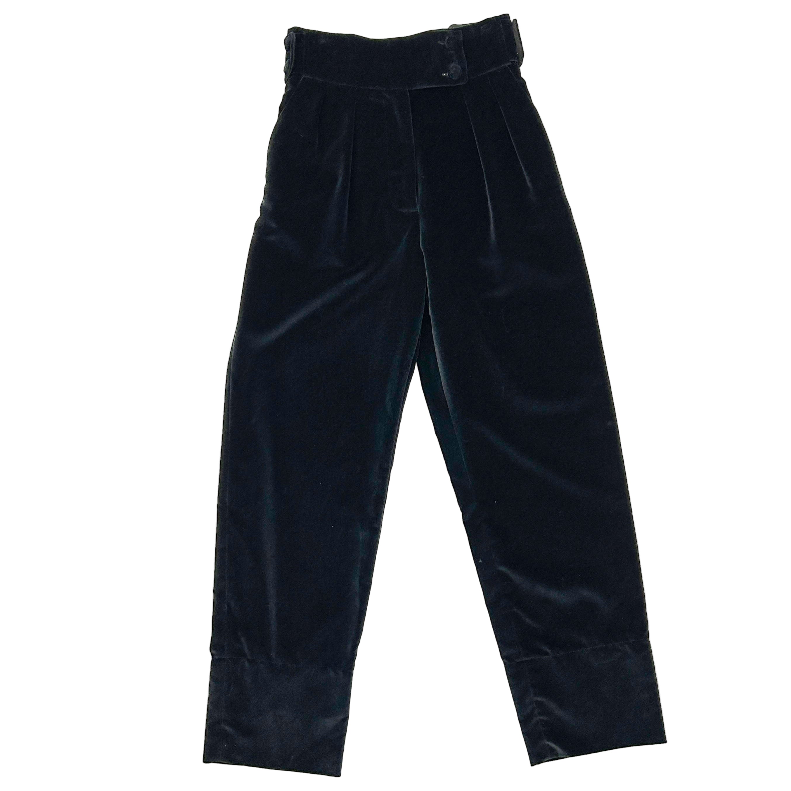 Anna Mason Black Velvet High Waisted Crop Pants S