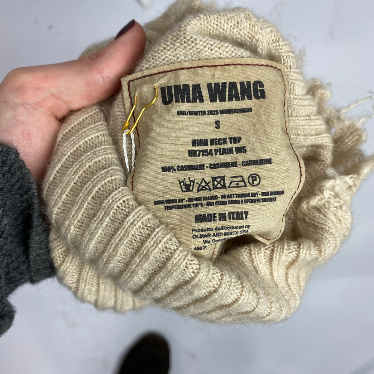Uma Wang New £798 Oatmeal Cashmere Distressed Sweater S-XL