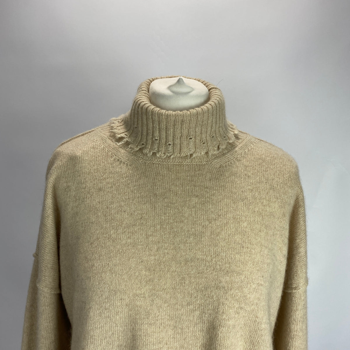 Uma Wang New £798 Oatmeal Cashmere Distressed Sweater S-XL