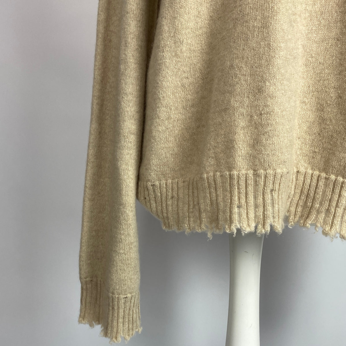 Uma Wang New £798 Oatmeal Cashmere Distressed Sweater S-XL
