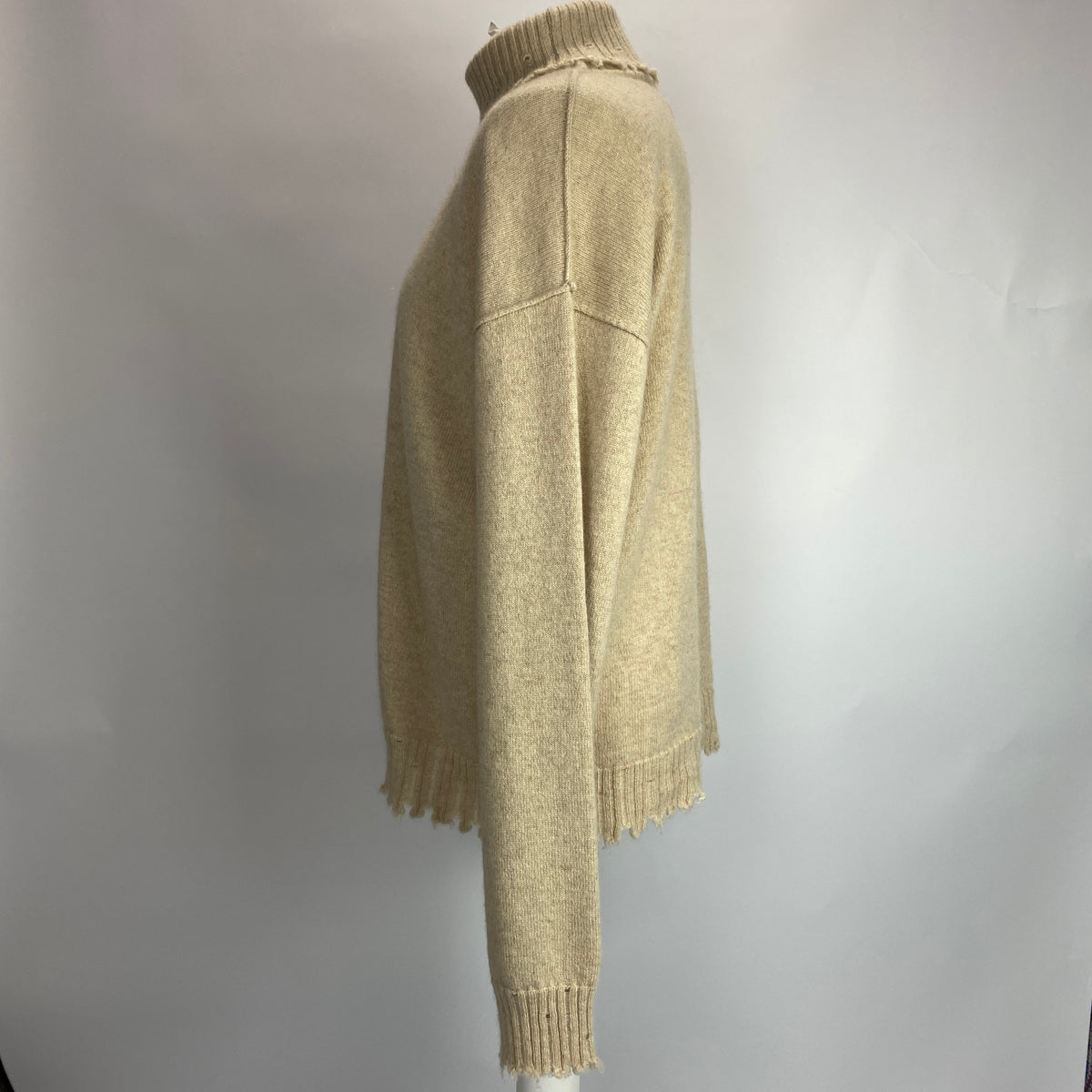 Uma Wang New £798 Oatmeal Cashmere Distressed Sweater S-XL