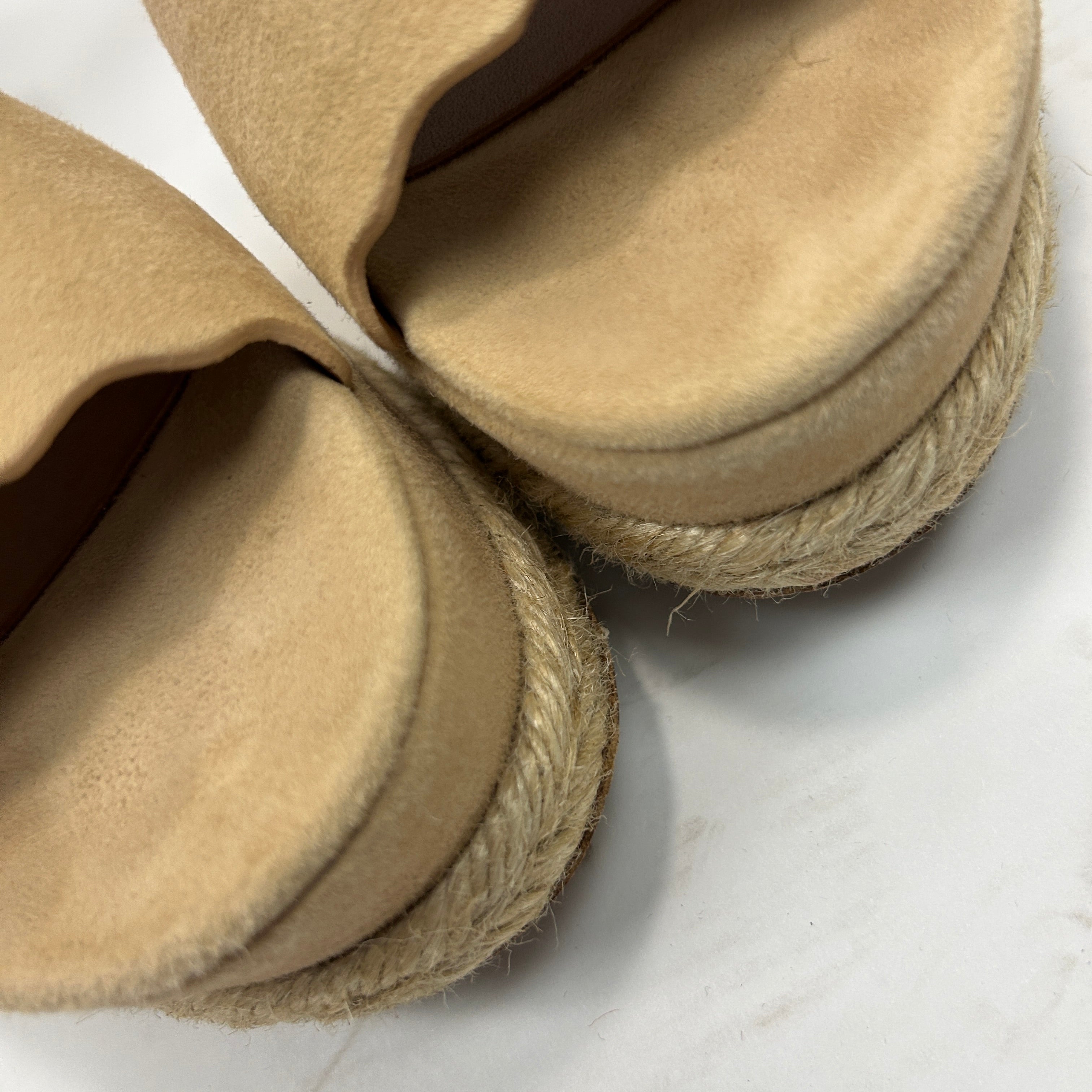 Chloe Cream Suede Lauren Platform Espadrille Sandals 41