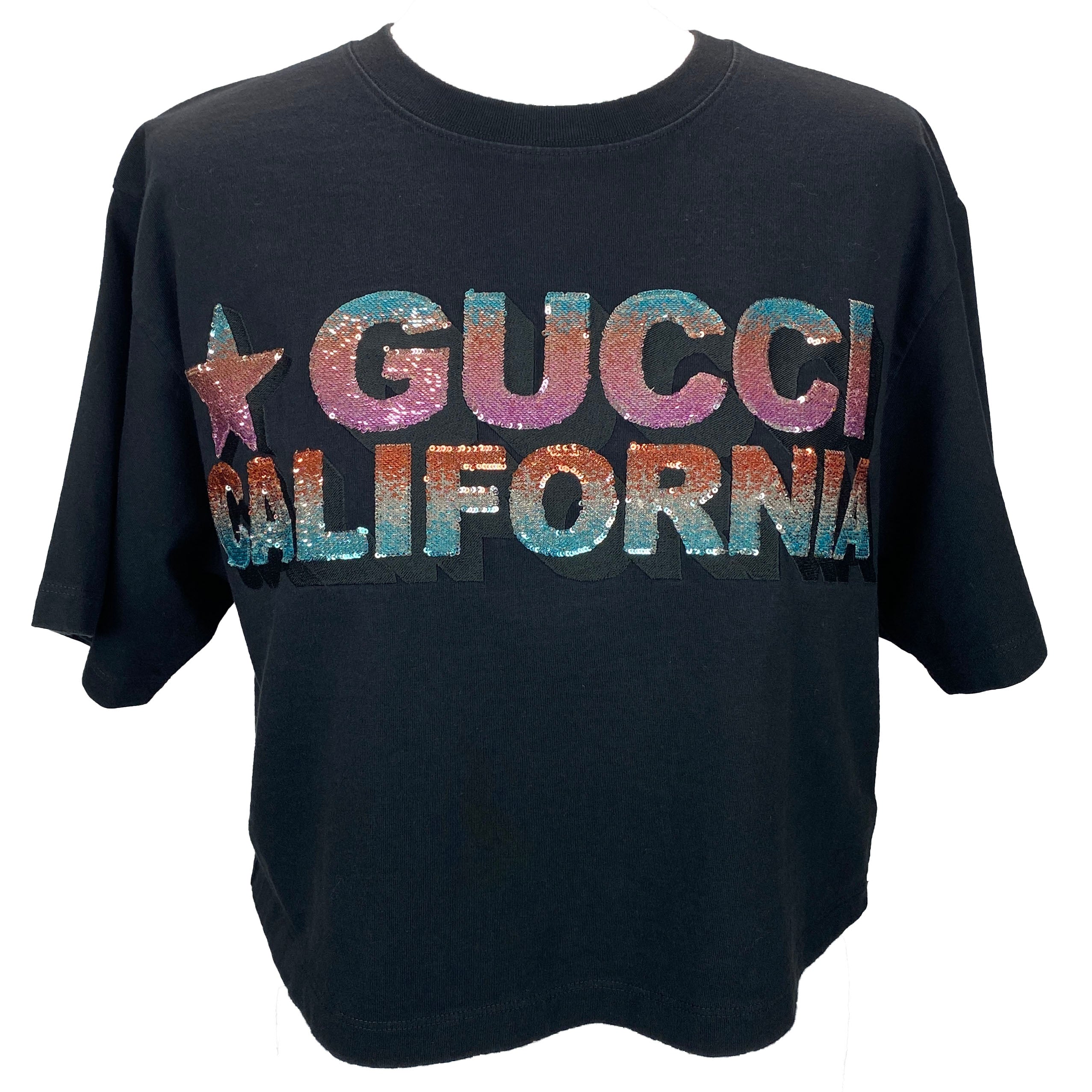 Gucci £800 Black Cropped CALIFORNIA Tee Shirt S