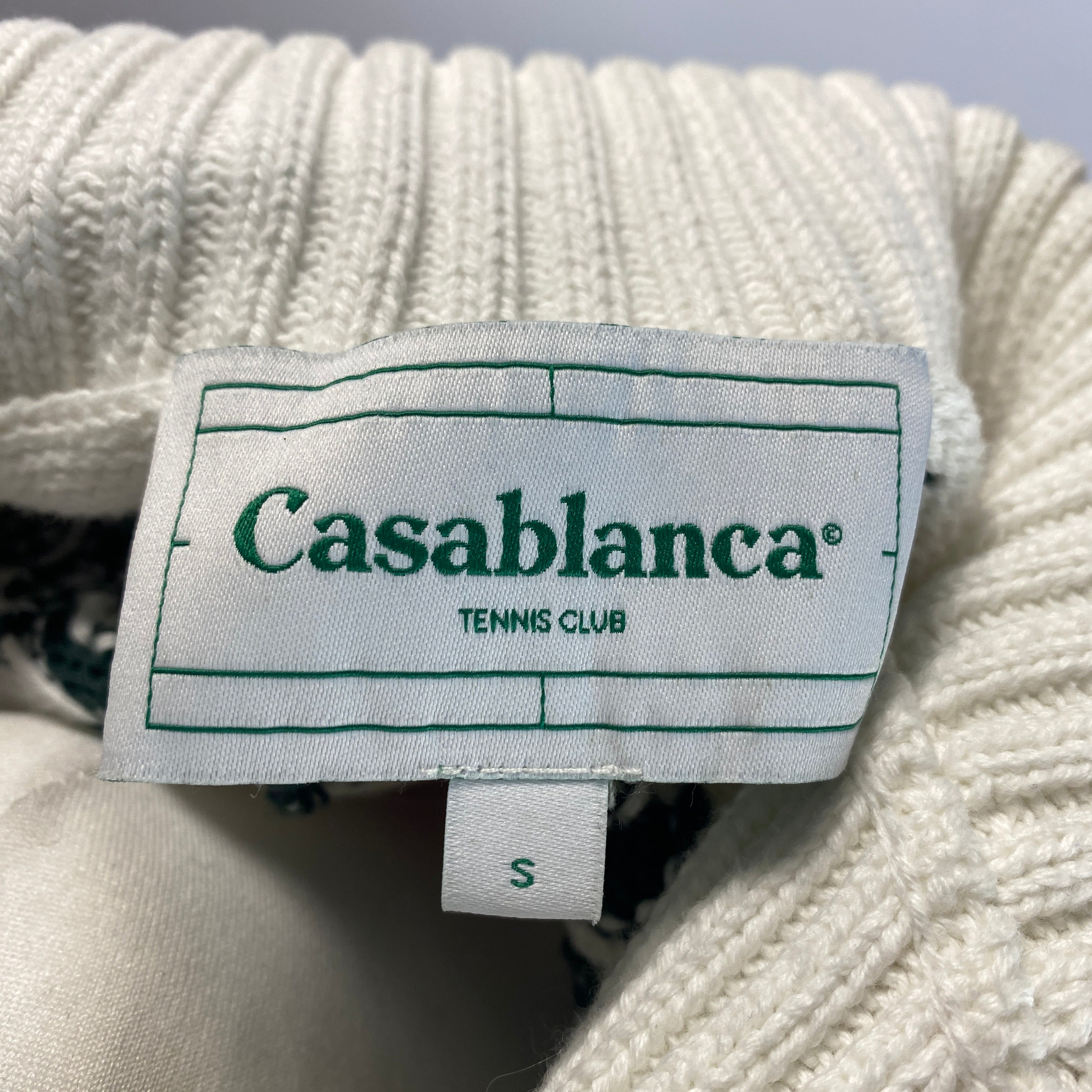 Casablanca £1290 White Cotton Laurel Intarsia Knit Jacket S