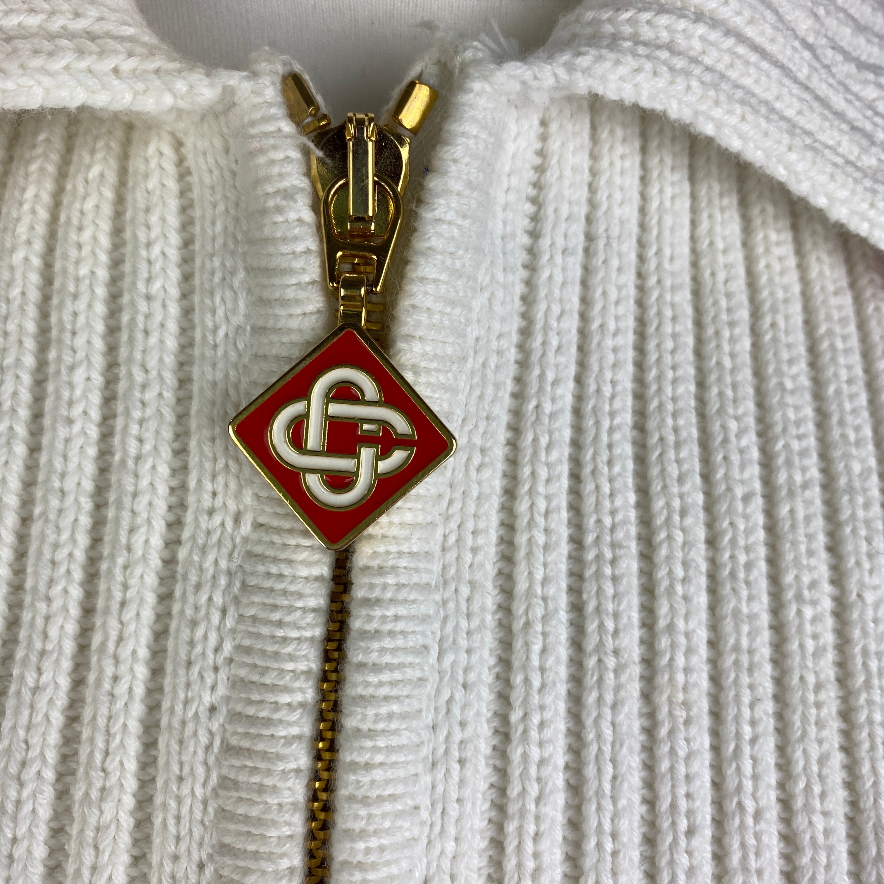 Casablanca £1290 White Cotton Laurel Intarsia Knit Jacket S