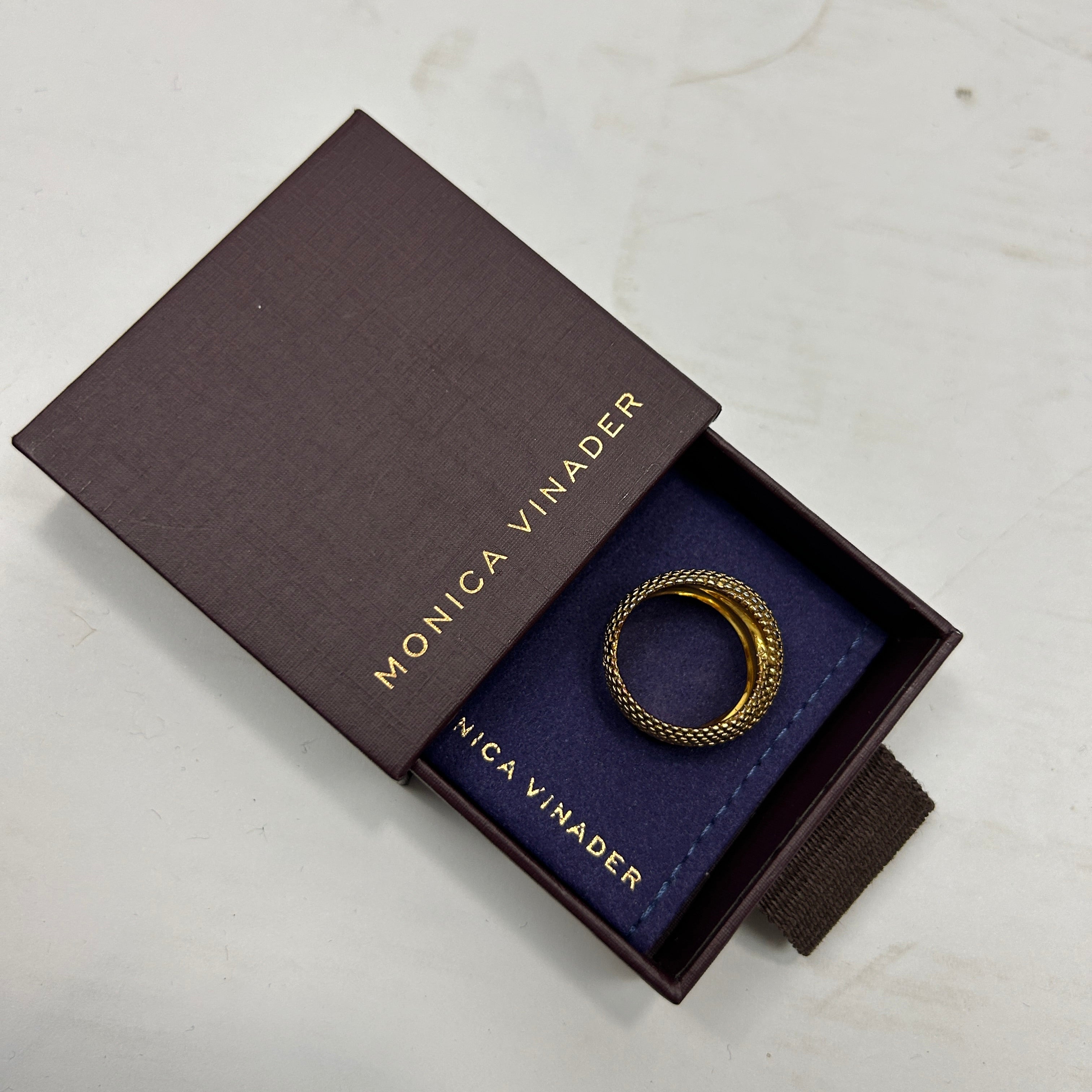 Monica Vinader £128 Gold Vermeil Doina Textured Cross Ring