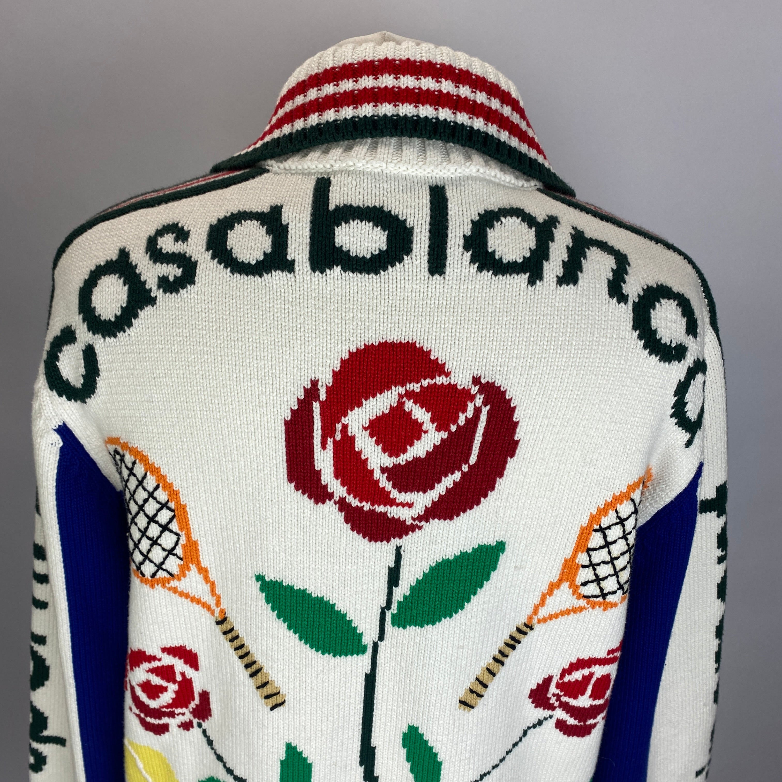 Casablanca £1290 White Cotton Laurel Intarsia Knit Jacket S