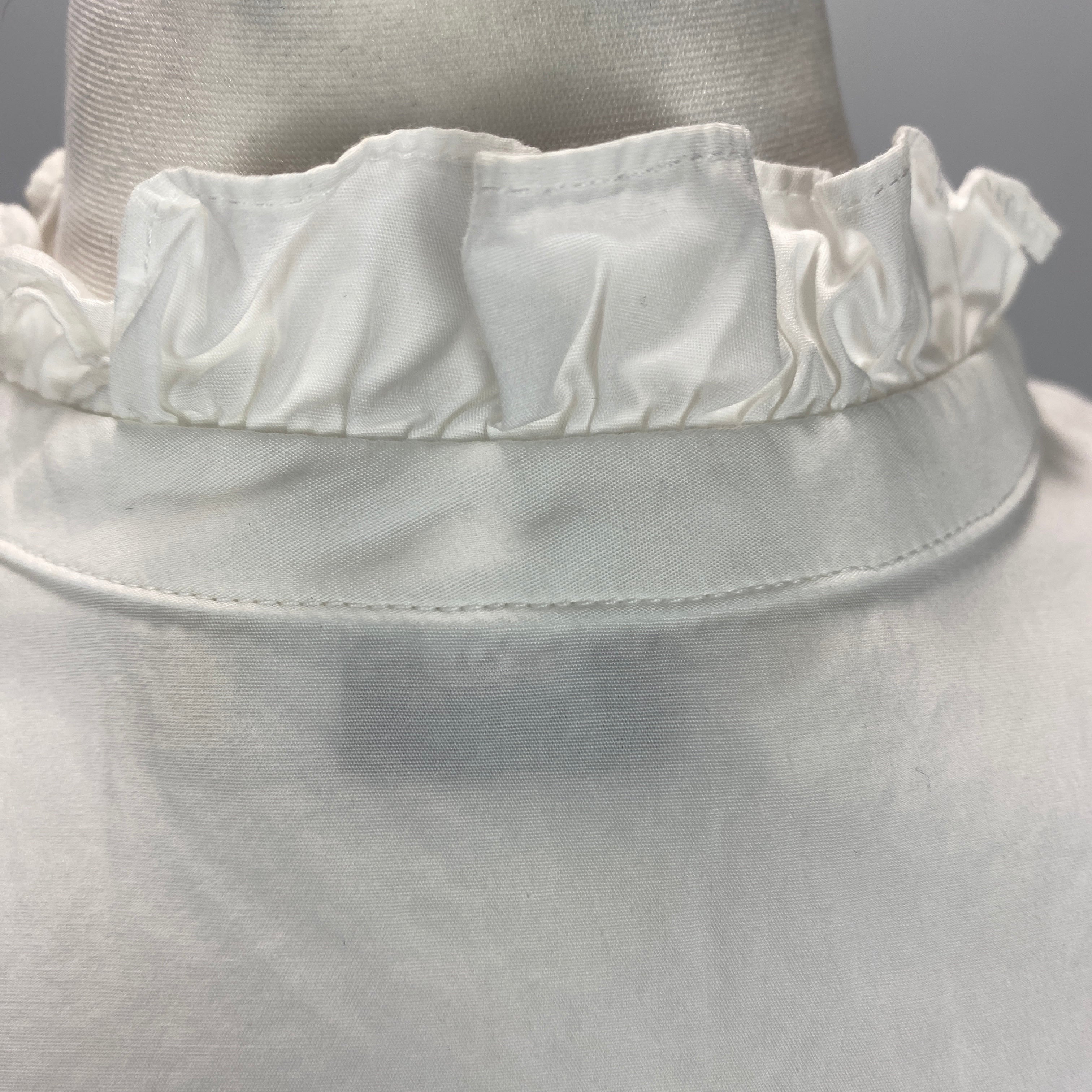 Atlantique Ascoli £410 White Piecrust Collar Cossack Blouse S