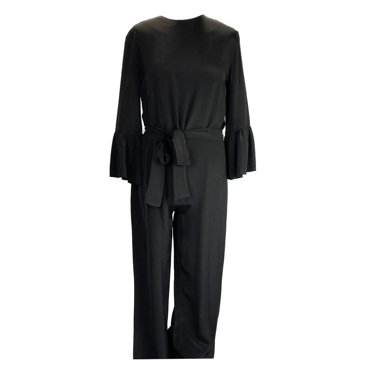 Catherine Prevost New Black Silk Belted Jumpsuit L