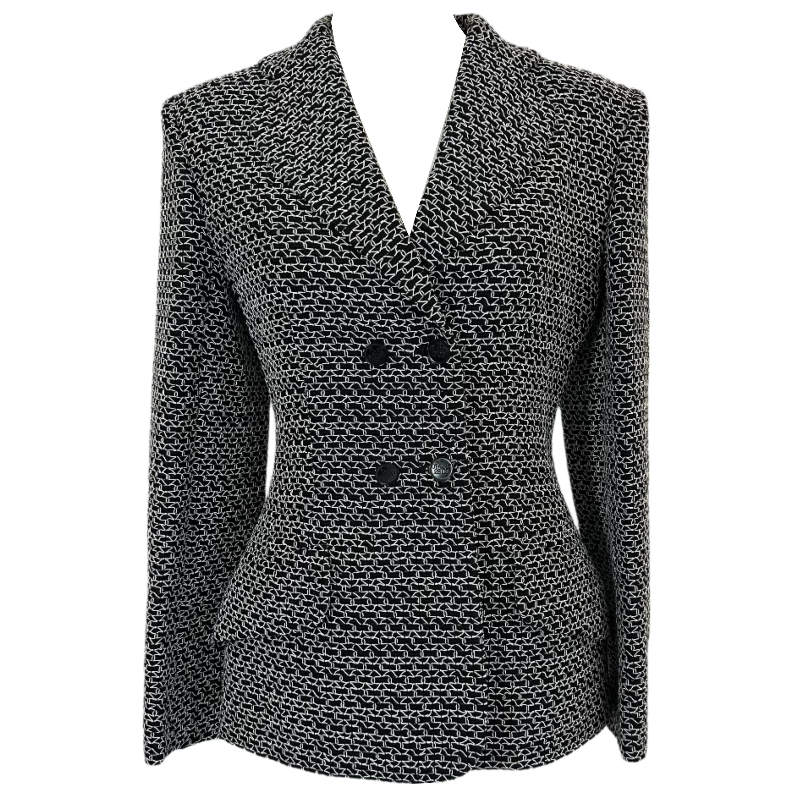 Chanel Vintage Black & White Weave Hourglass Jacket XS/S