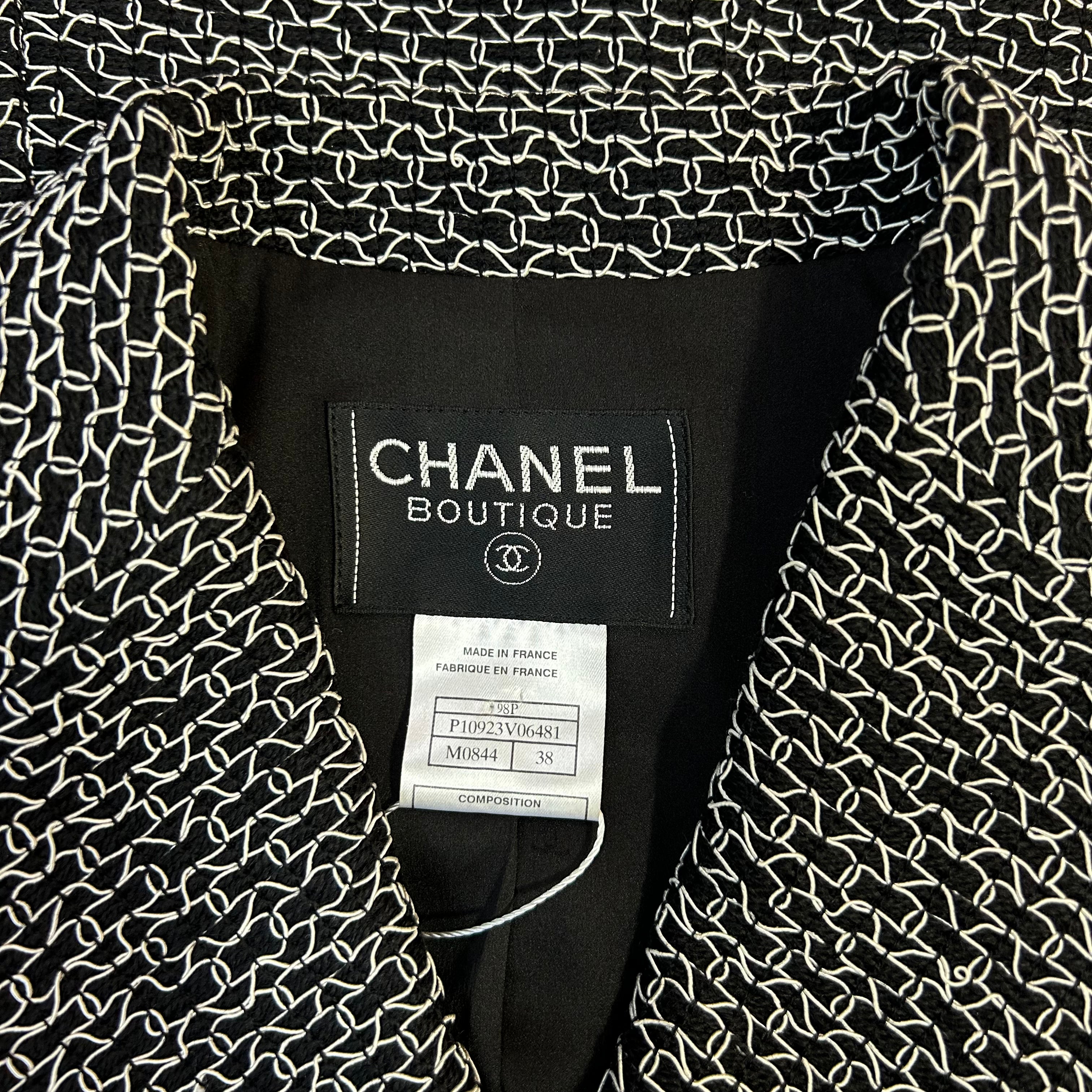 Chanel Vintage Black & White Weave Hourglass Jacket XS/S