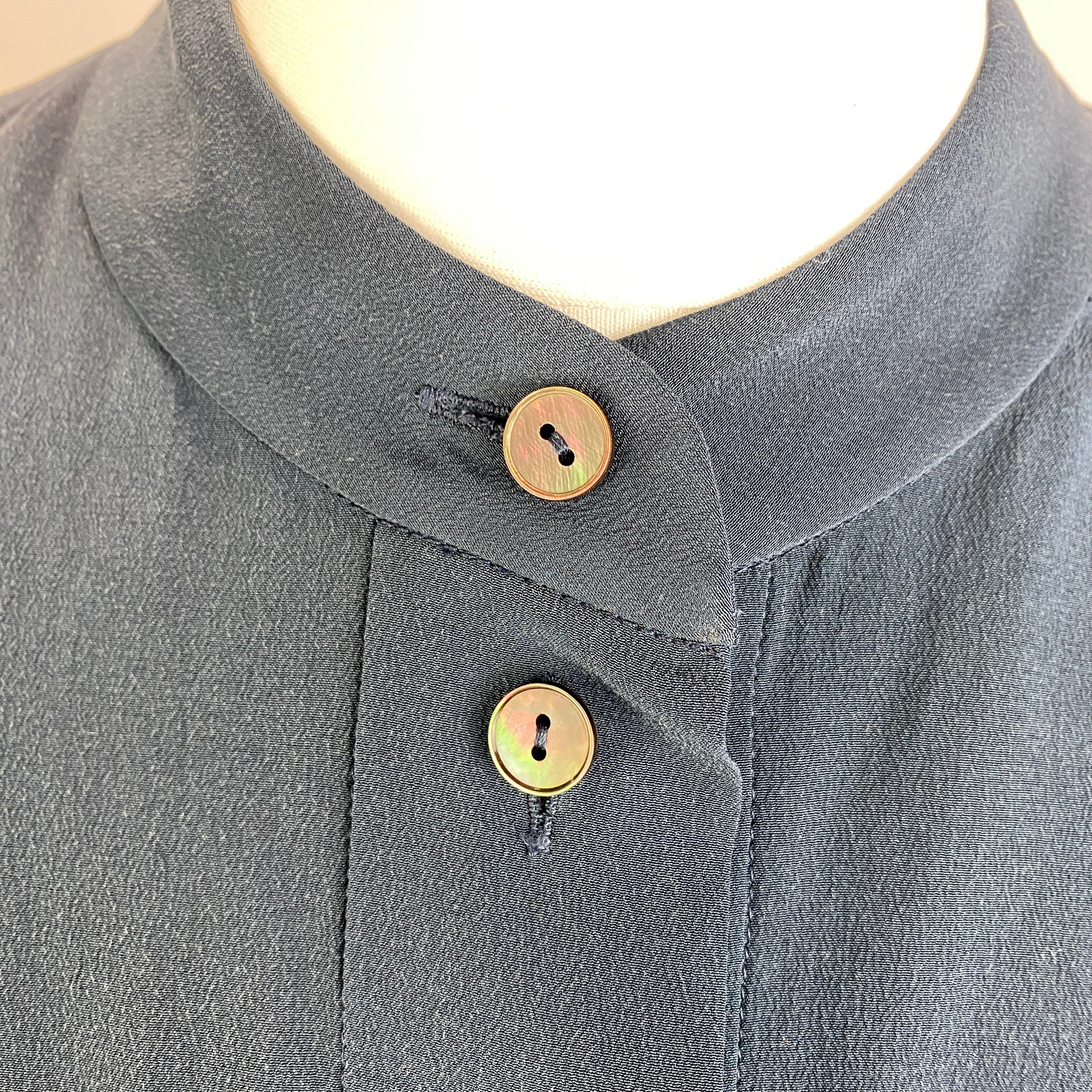 Lanvin New Navy Washed Silk Longline Tunic M