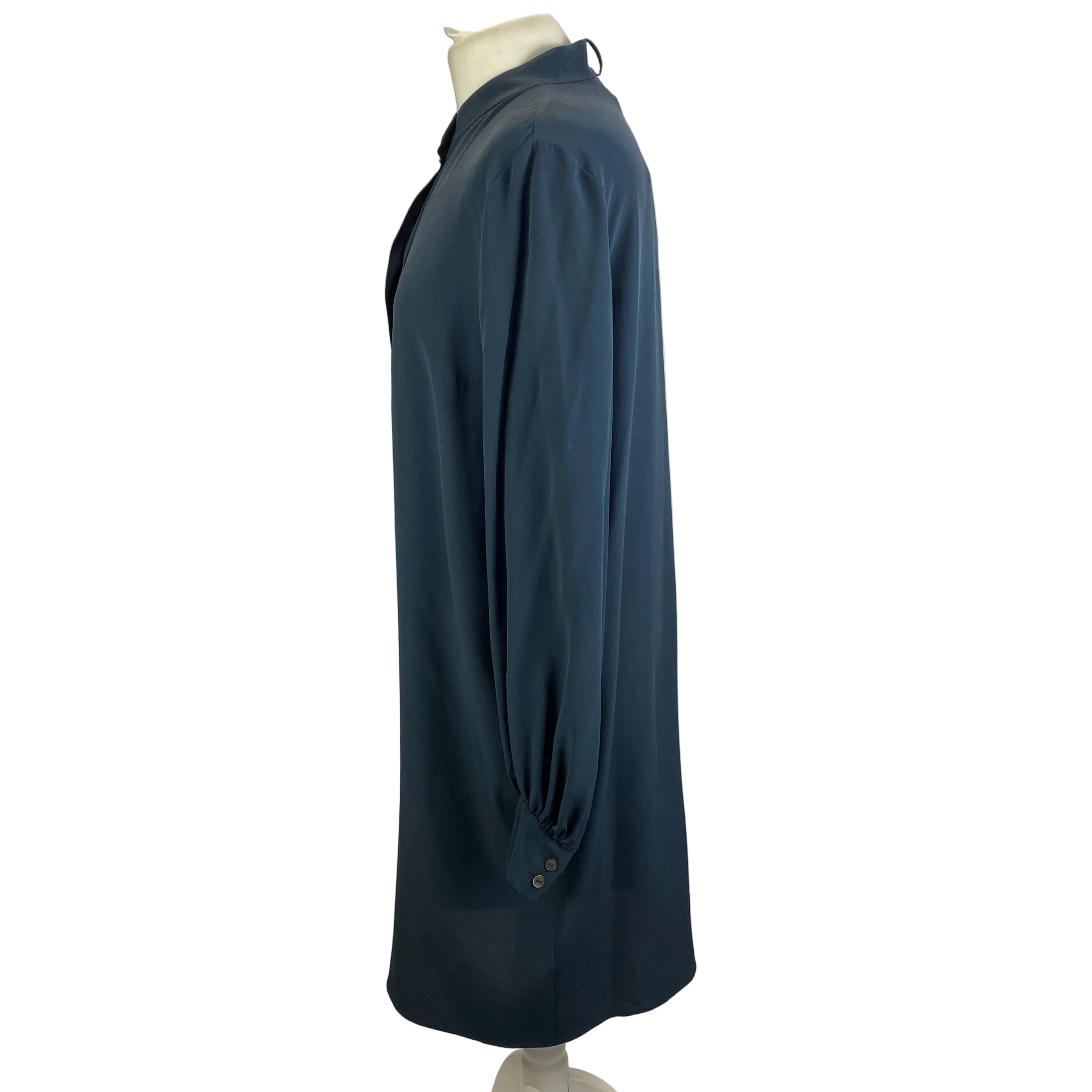 Lanvin New Navy Washed Silk Longline Tunic M