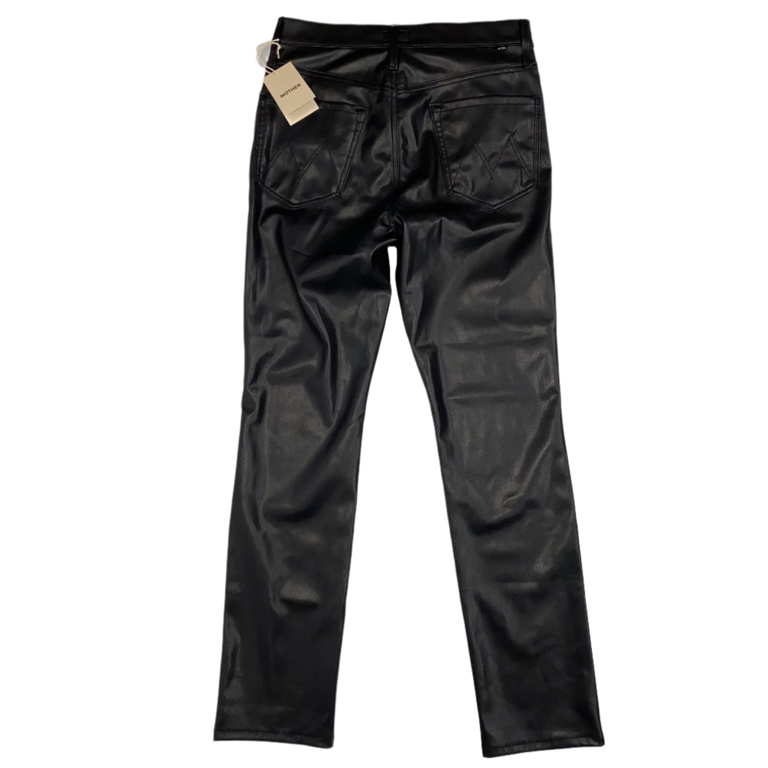 Mother New £232 Black Vegan Leather The Dazzler Skimp Jeans 31