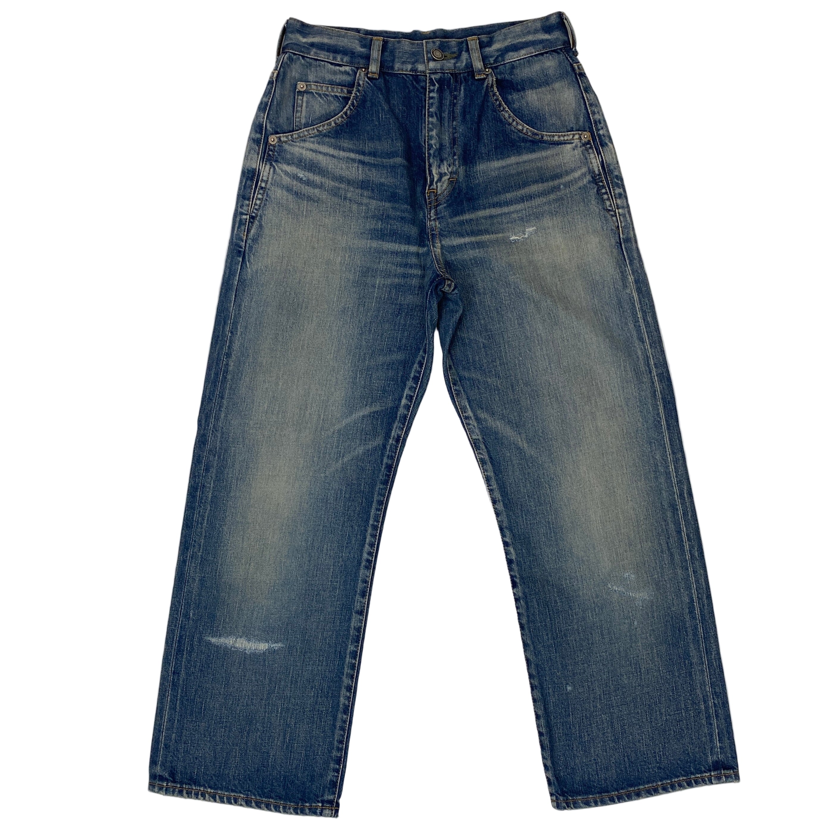Saint Laurent New £690 Vintaged Blue Denim Crop Jeans 28