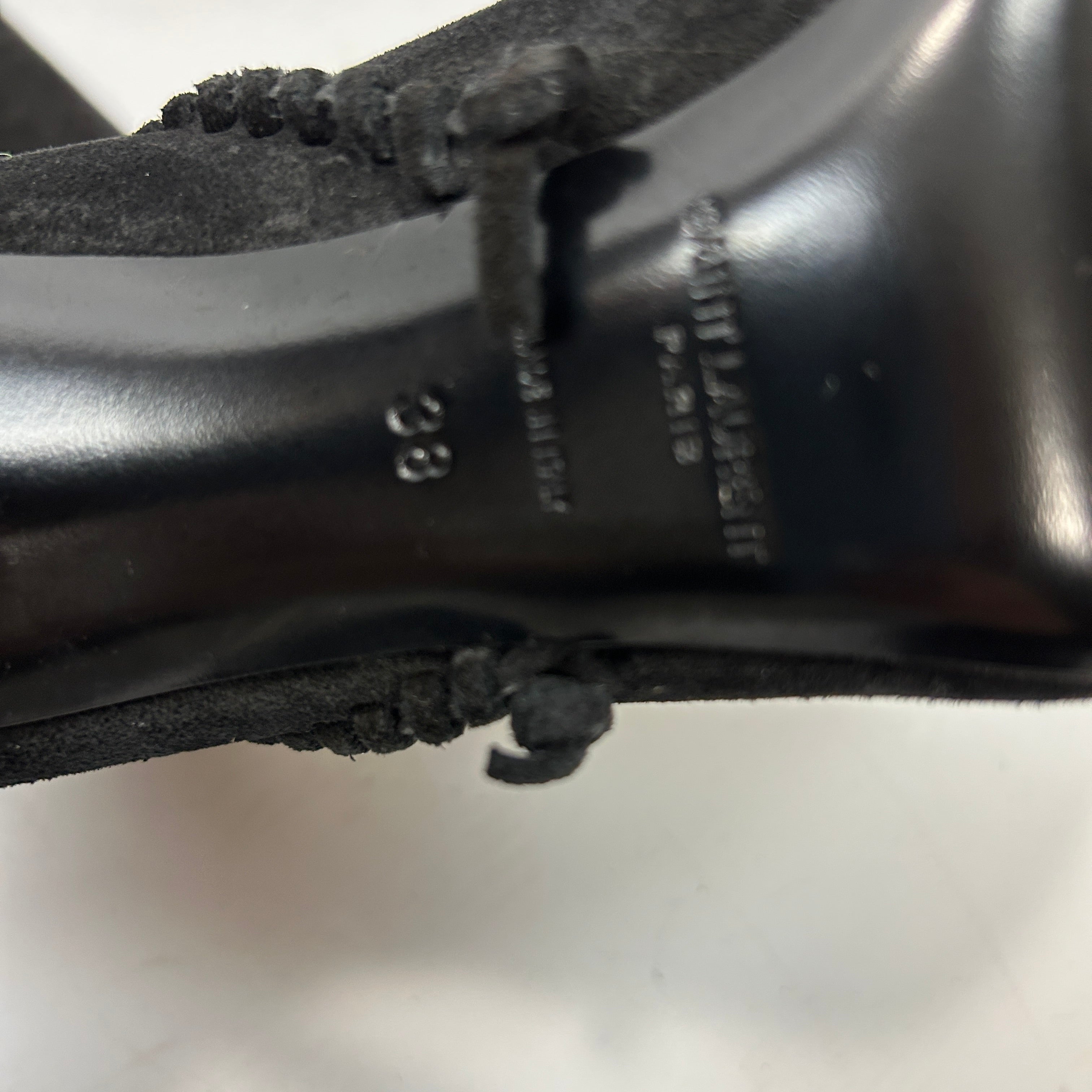 Saint Laurent £1200 Black Suede Whipstitched Knee Boots 38