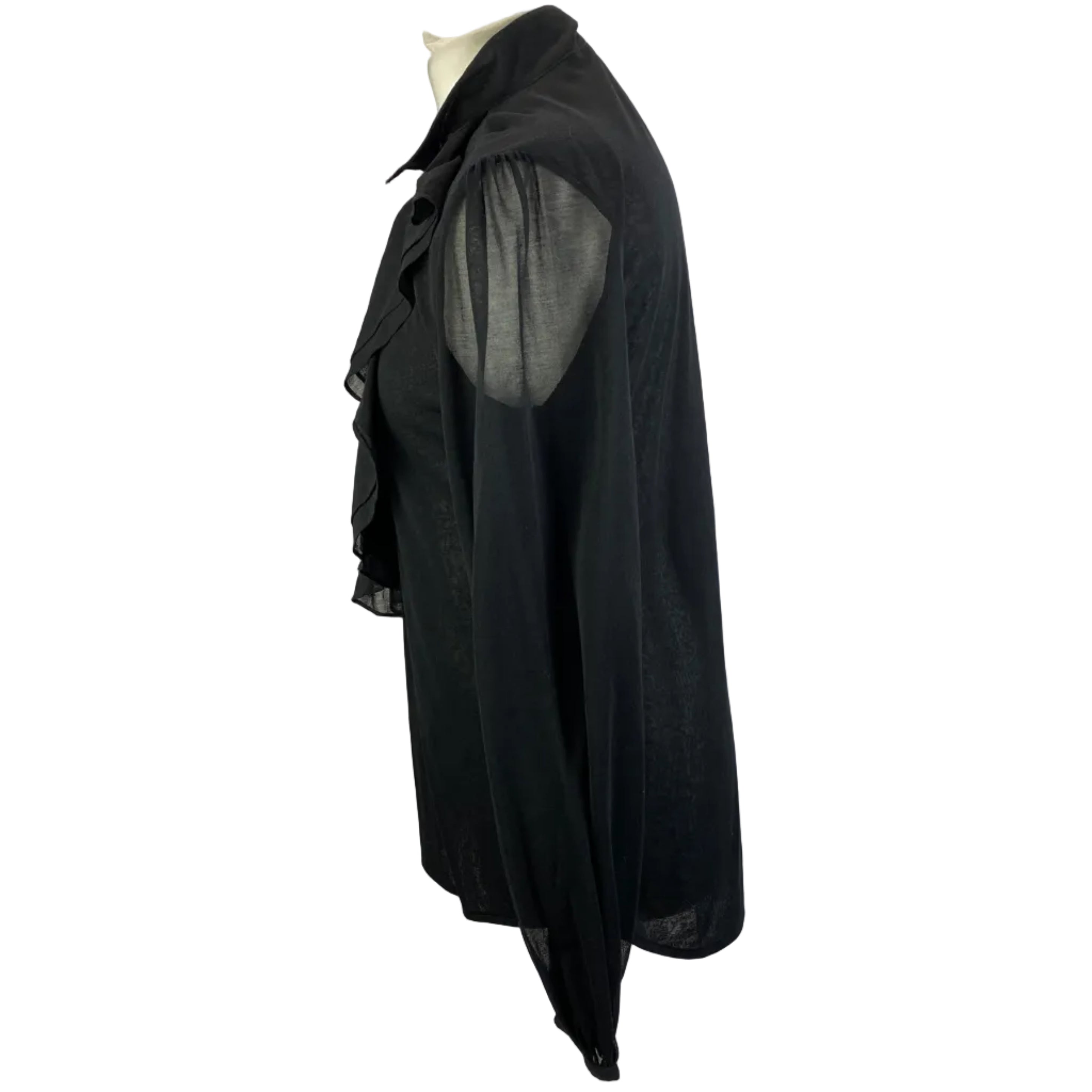 Ralph Lauren Black Jersey & Voile Ruffle Shirt L