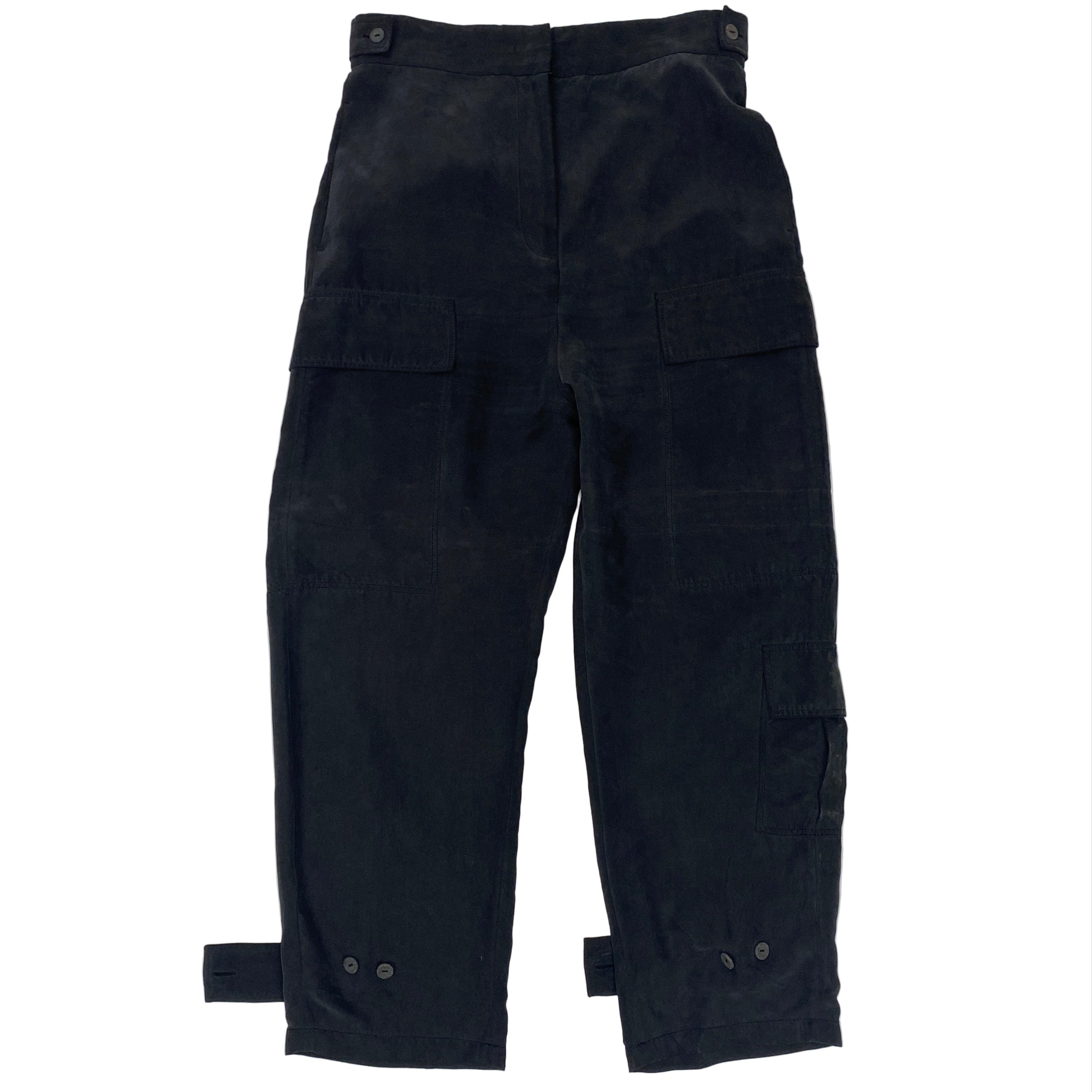 Joseph Washed Black Silk Utility Pants S