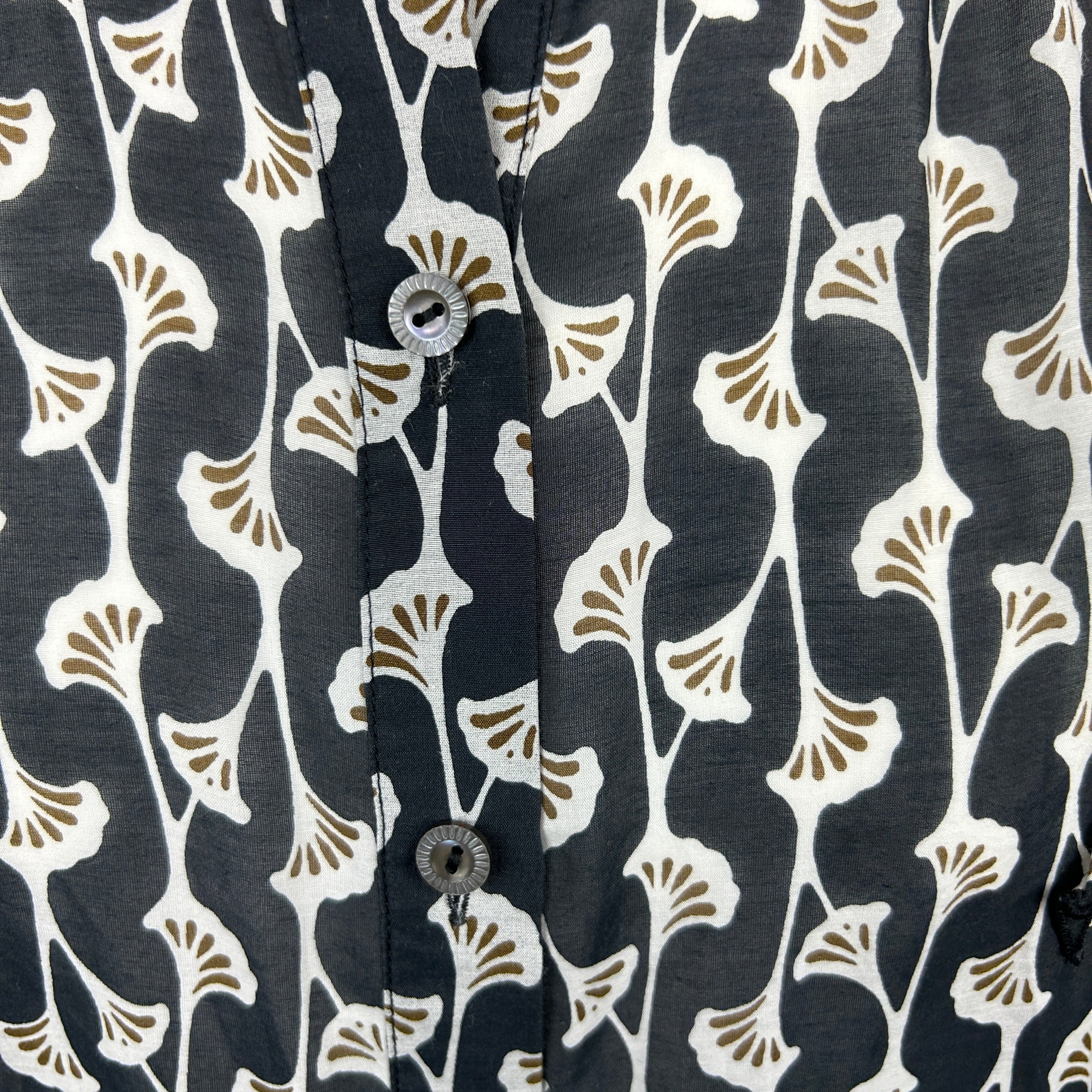 Me&Em Black Ginko Print Cotton & Silk Blouse XS