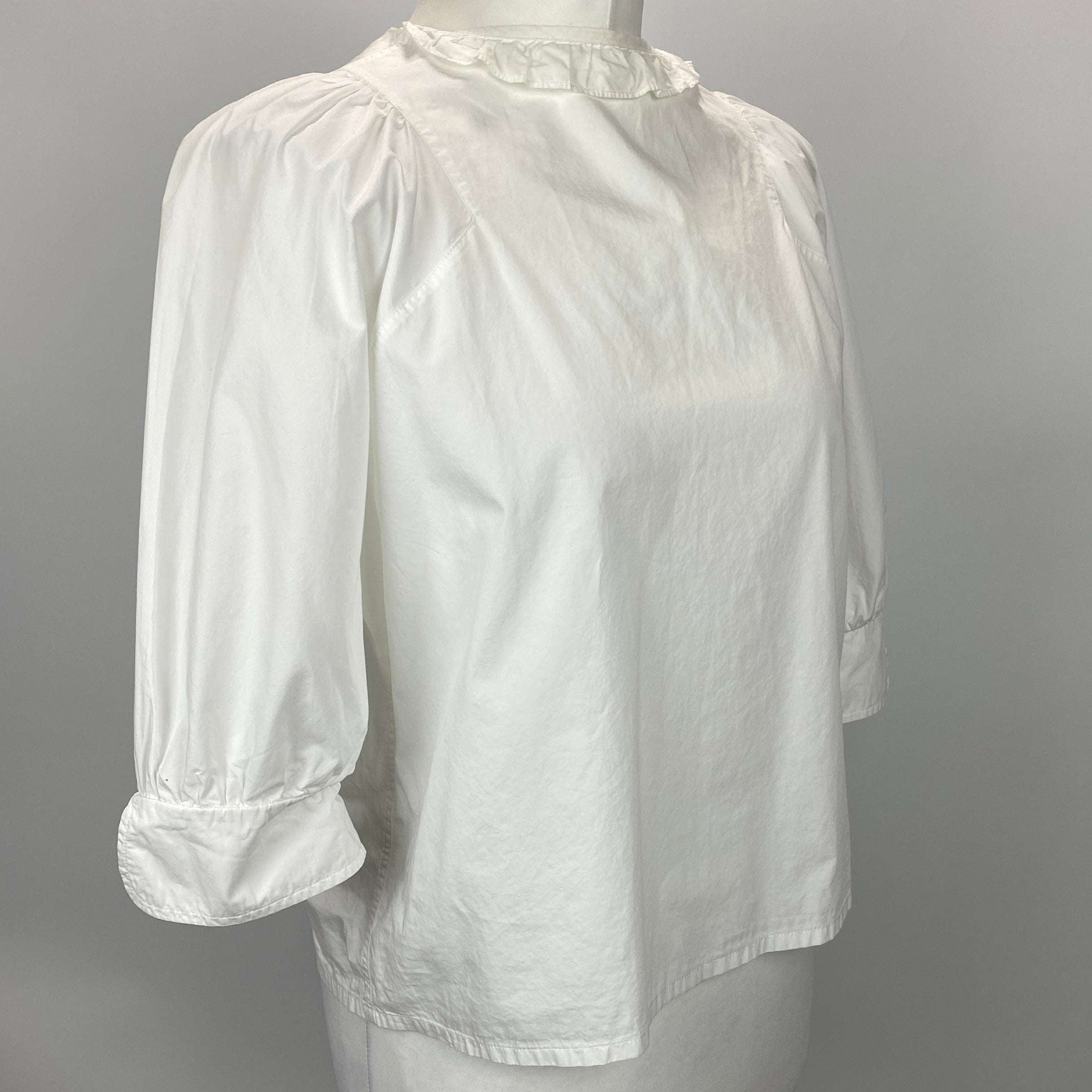 Atlantique Ascoli £410 White Piecrust Collar Blouse XS