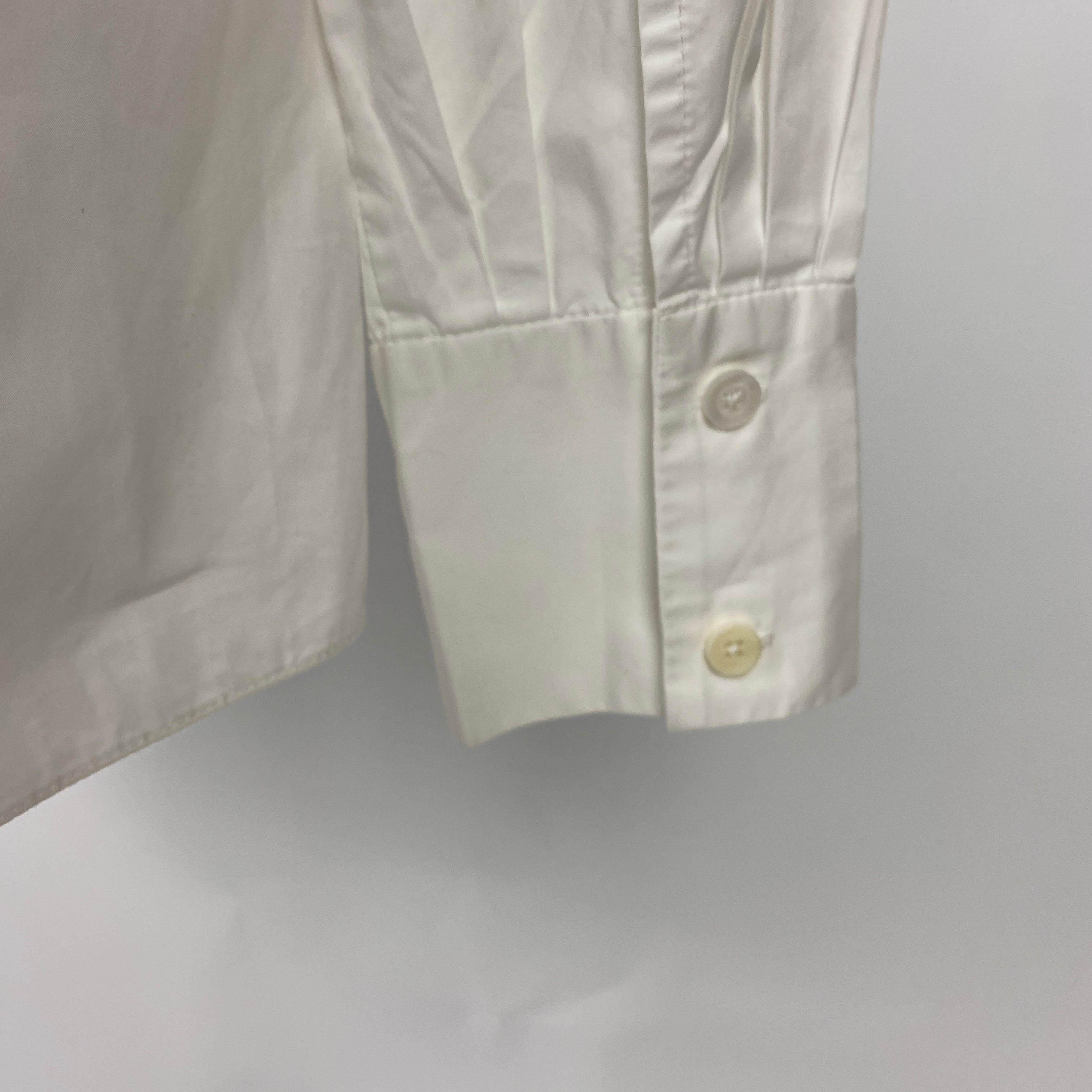 Tibi White Elasticated Neck Cotton Poplin Blouse XS