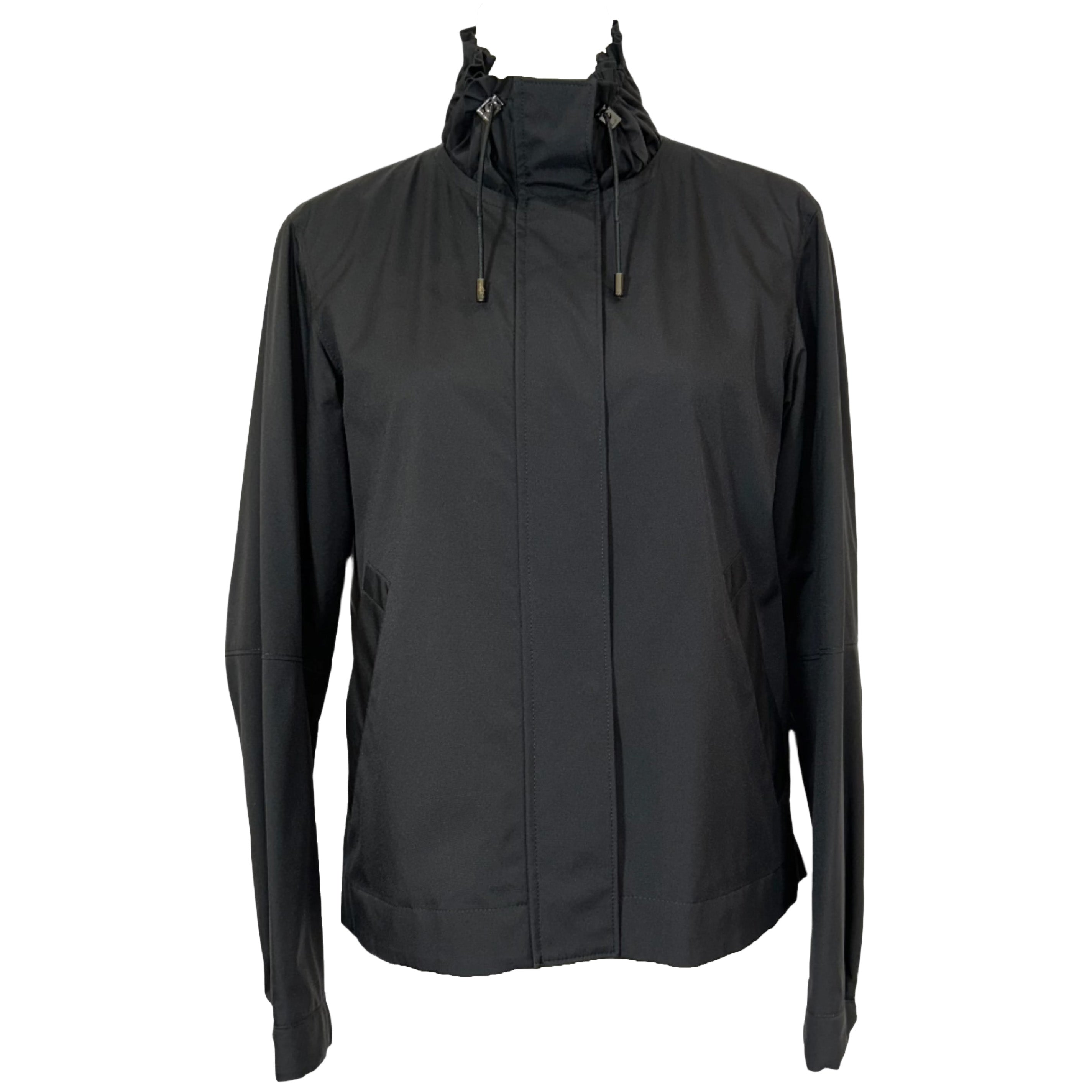 Loro Piana £3600 Black Storm System Ruche Collar Jacket XS