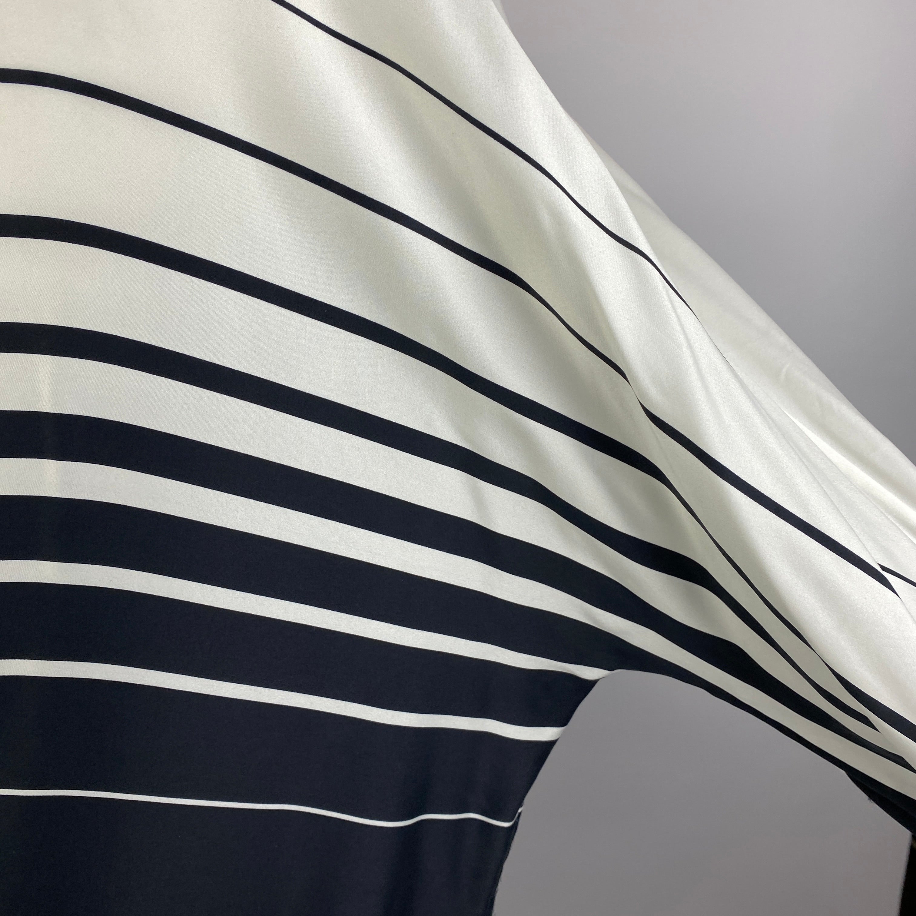 Equipment Midnight & Ivory Stripe Longline Silk Tunic Shirt L