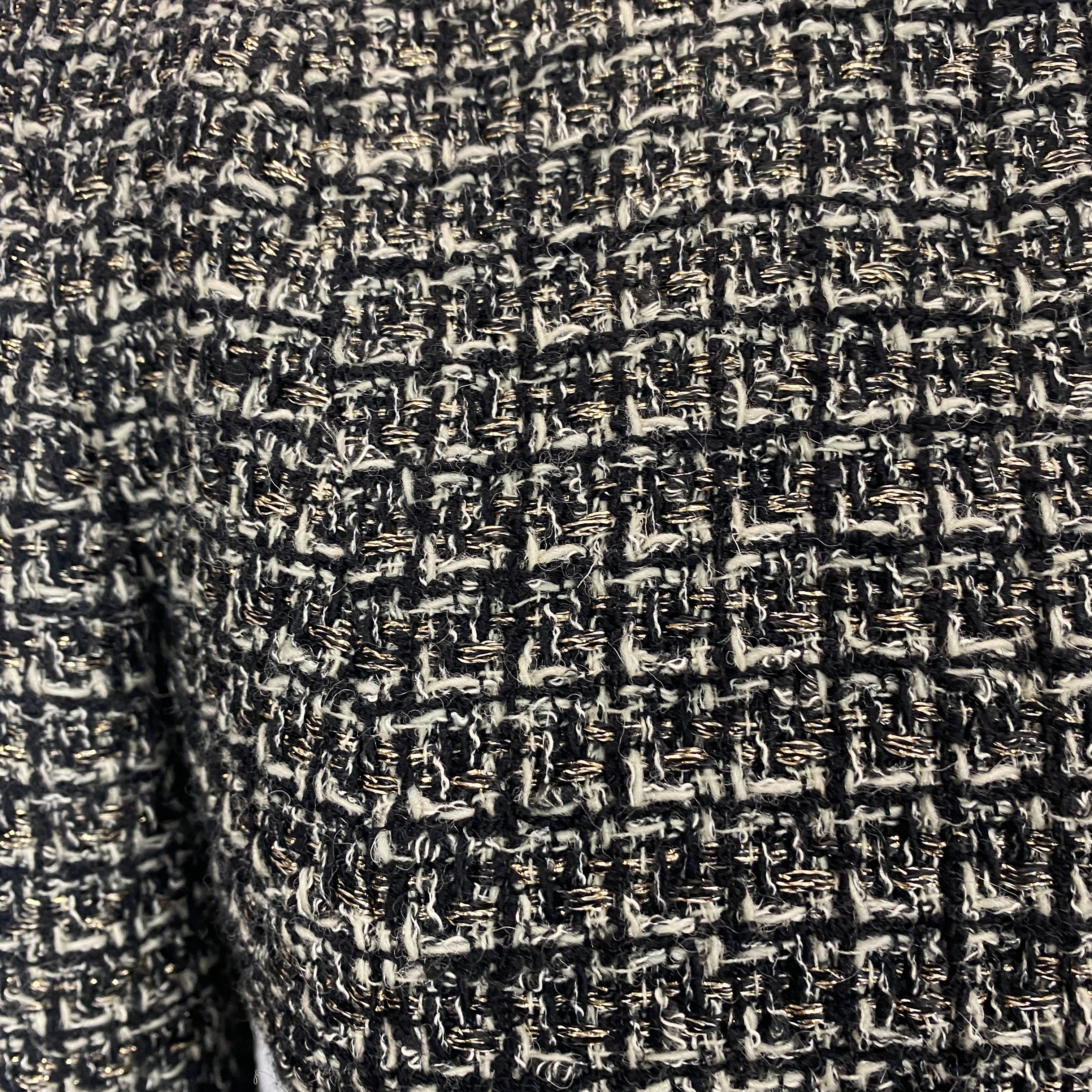 Chanel Monochrome & Gold Tweed Zippered Jacket XXS/XS
