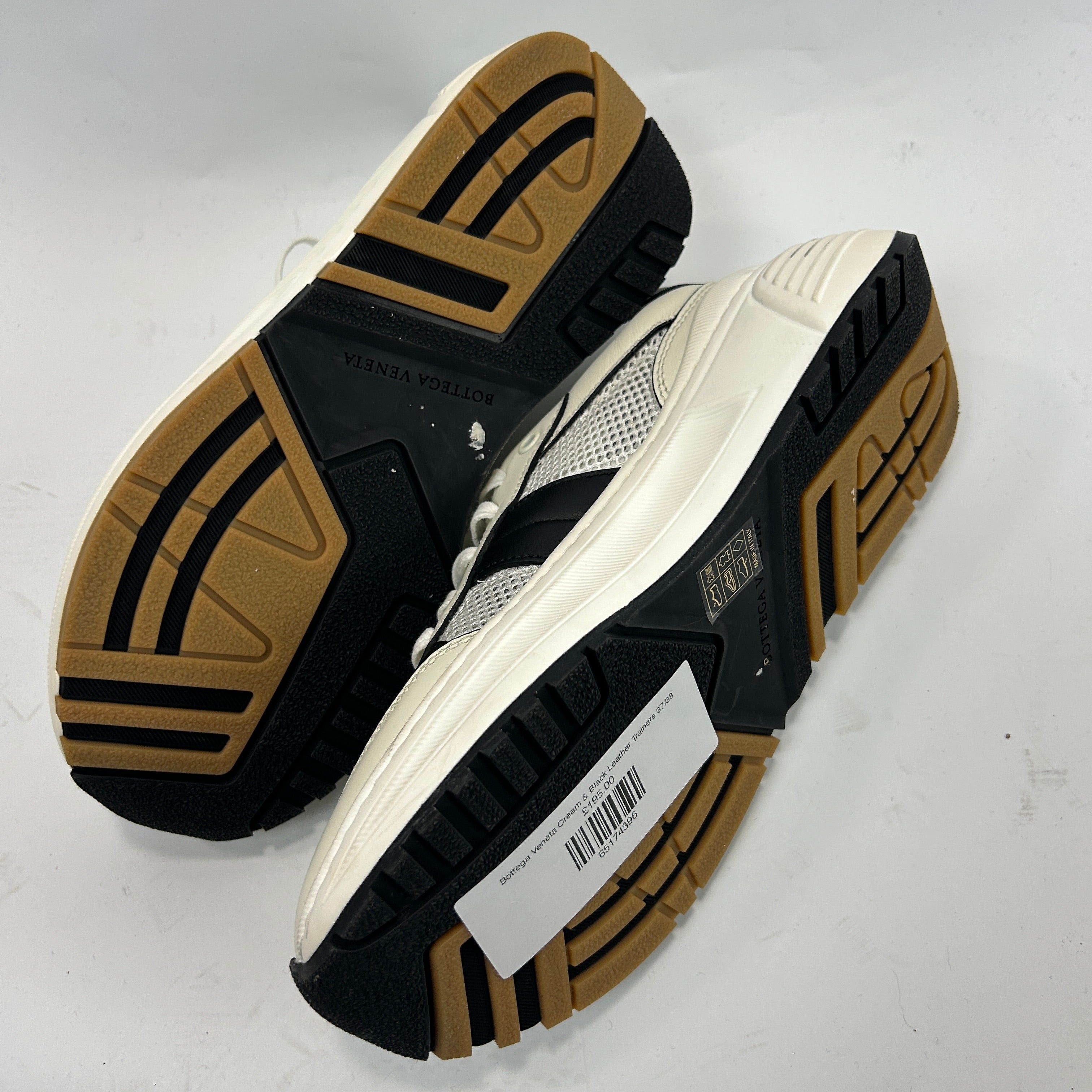 Bottega Veneta Cream & Black Leather Trainers 37/38