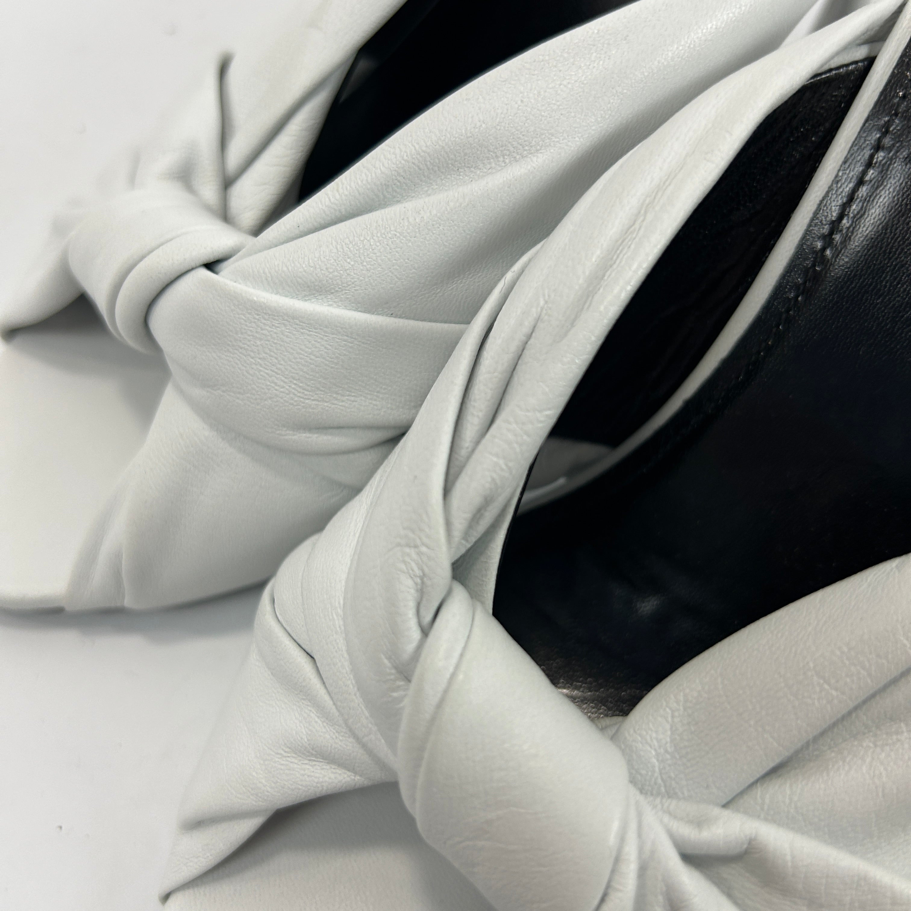 Balenciaga £595 Ivory Drapy Leather 80mm Mules 38