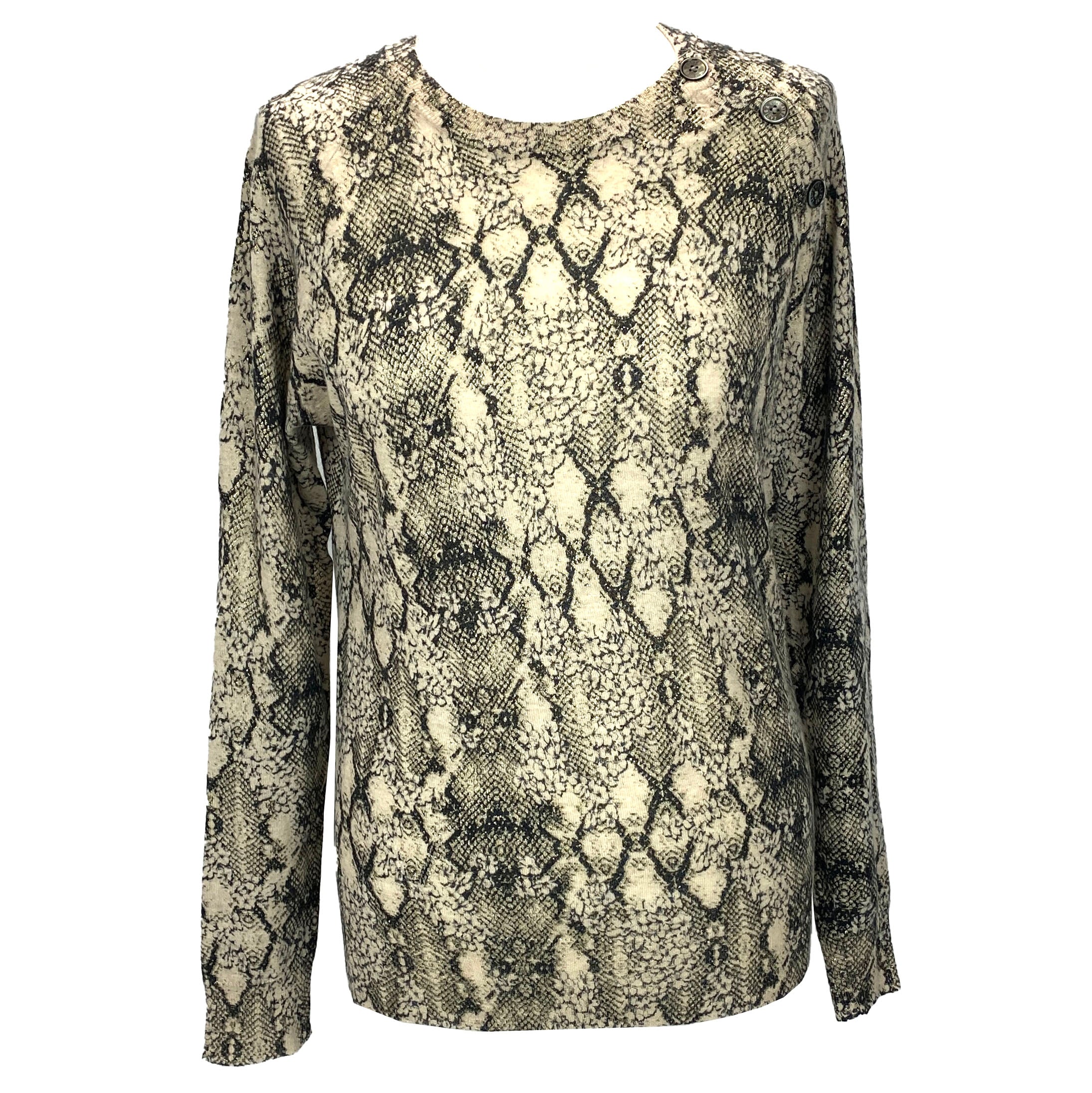 Zadig & Voltaire Black Snakeskin Print Cashmere Sweater S
