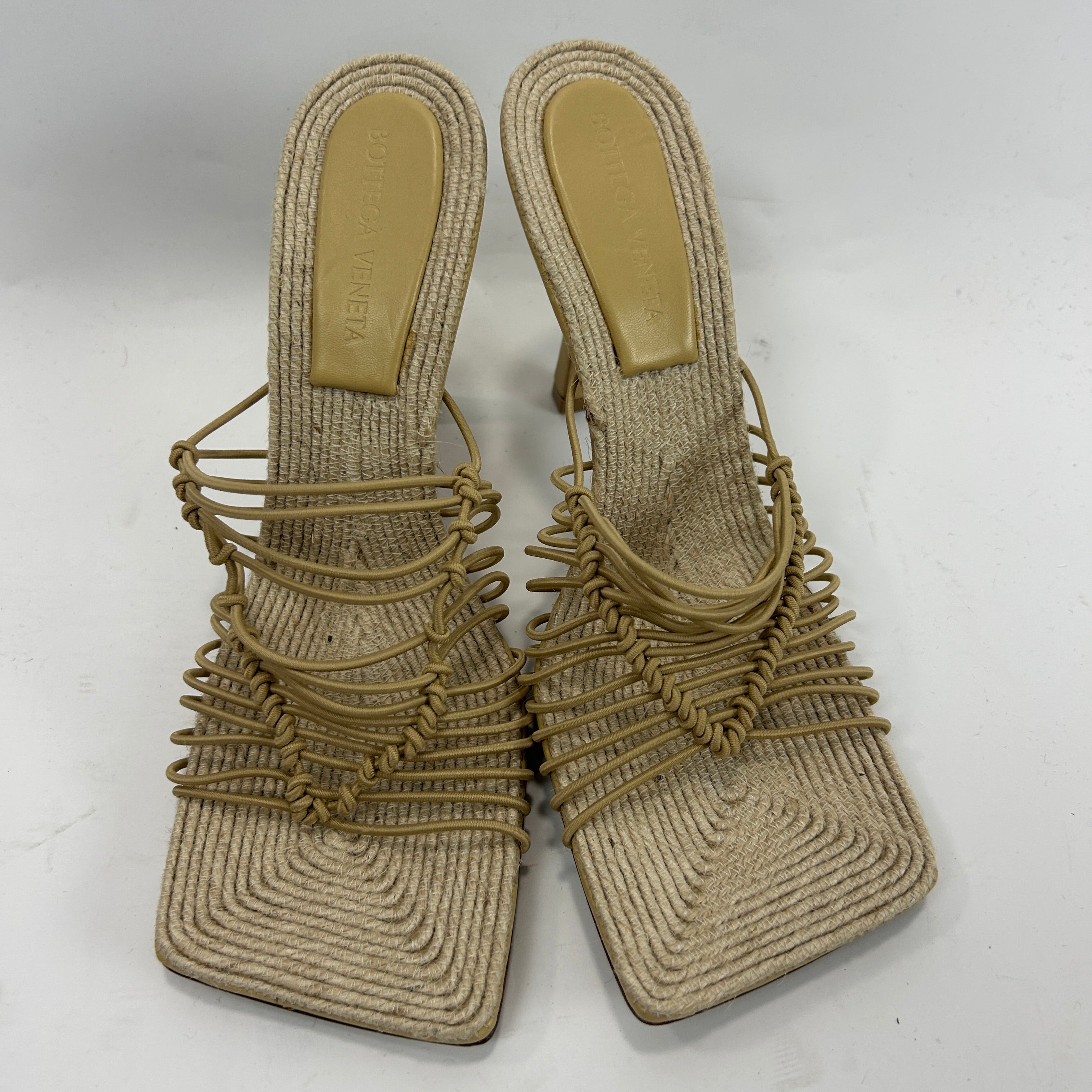 Bottega Veneta £655 Natural Knotted Cord & Raffia Mules 38