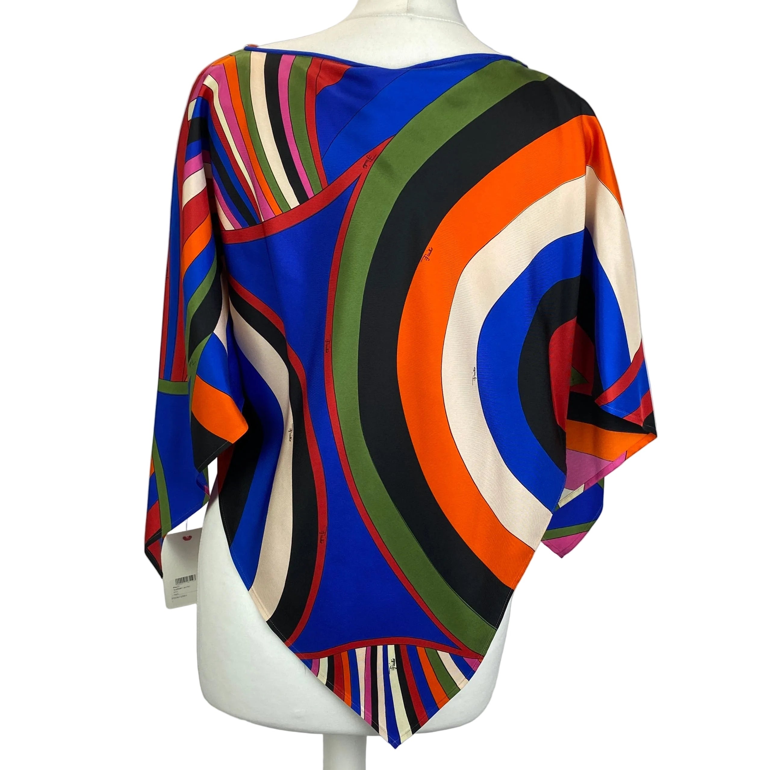 Emilio Pucci New £735 Stripe Silk Faille Handkerchief Top O/S