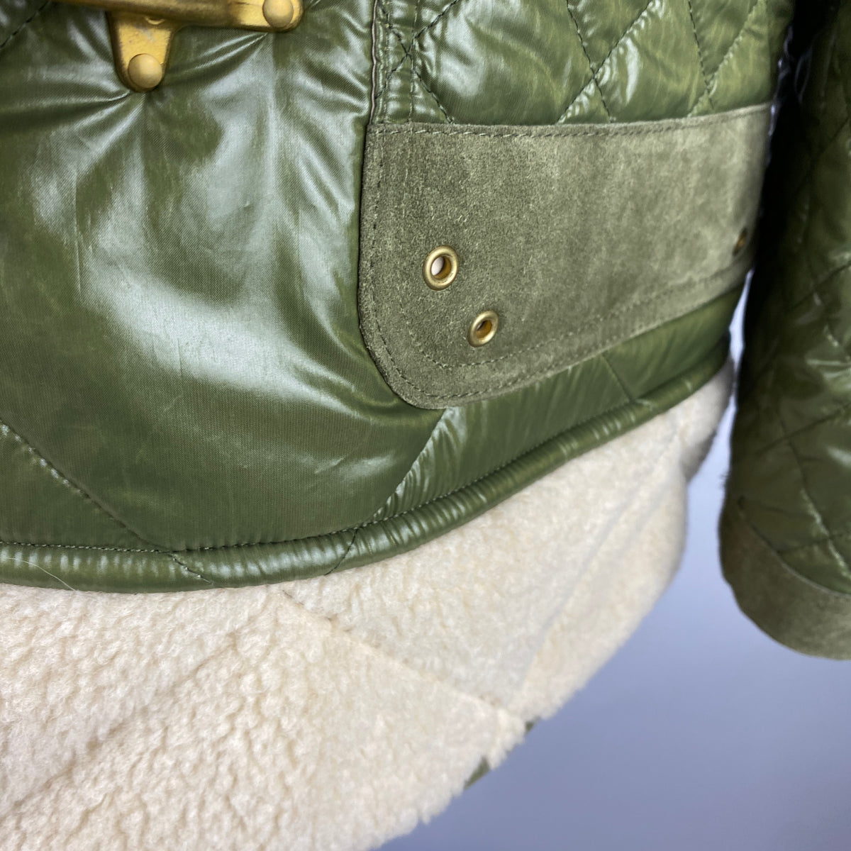 Fay £1100 Sage Quilted Toggle Coat S